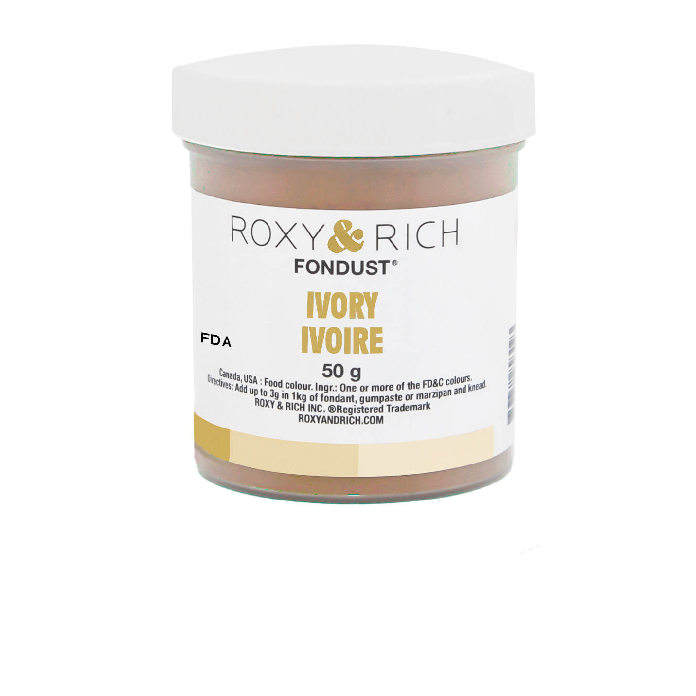 Colorant FONDUST Ivoire 50g - Roxy & Rich - Colorant alimentaire hydrosoluble - F60-003 - La Guilde Culinaire