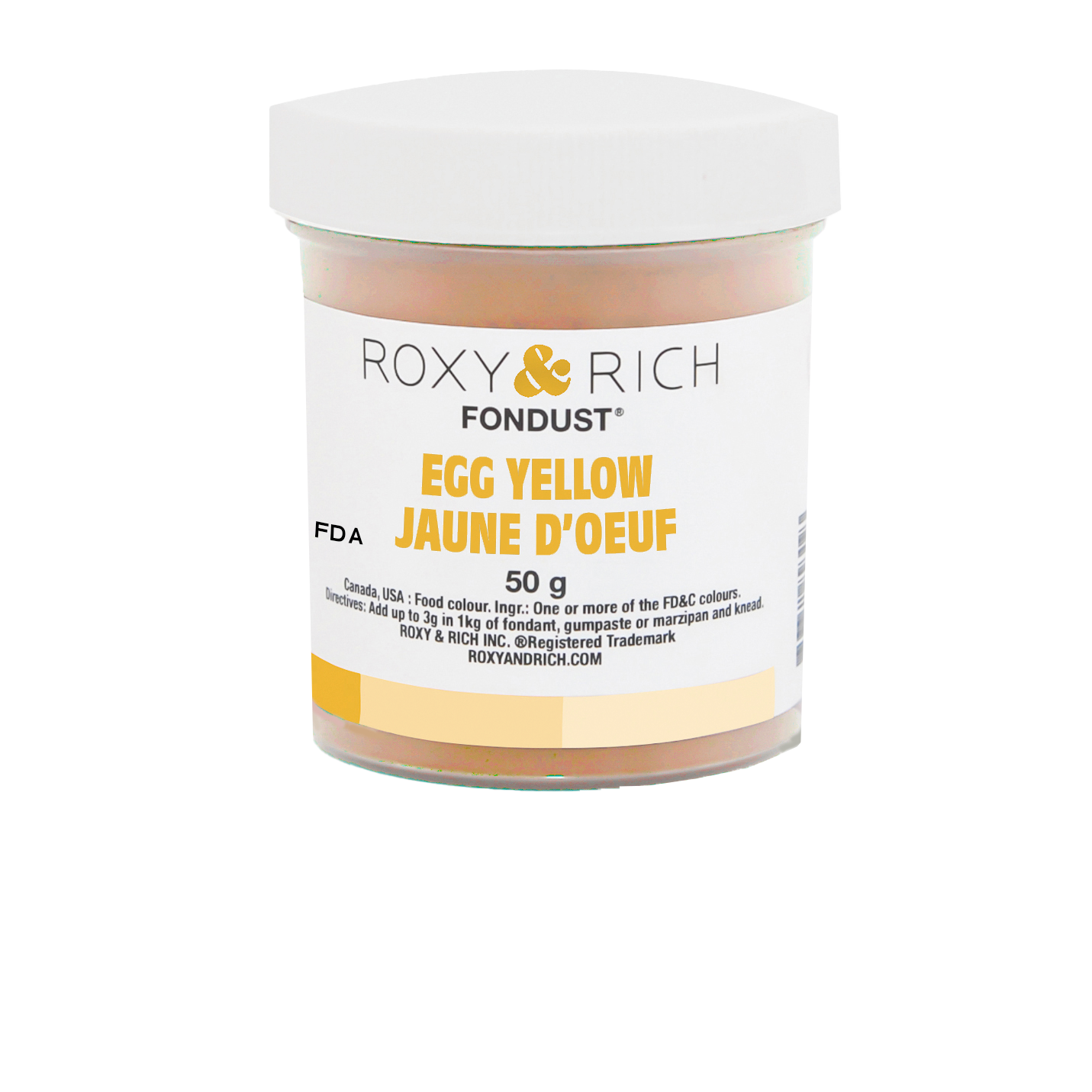 Colorant FONDUST Jaune d'Œuf 50g - Roxy & Rich - Colorant alimentaire hydrosoluble - F60-004 - La Guilde Culinaire