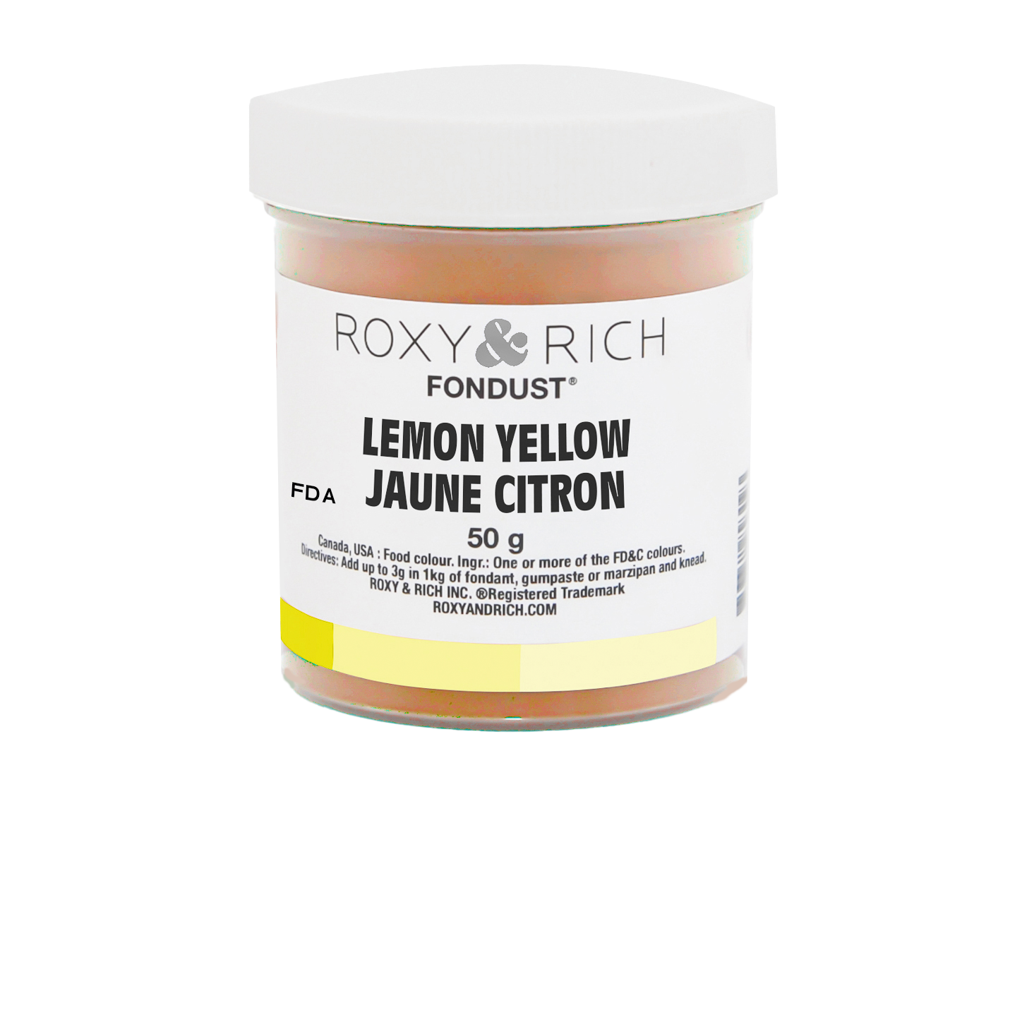 Colorant FONDUST Jaune Citron 50g - Roxy & Rich - Colorant alimentaire hydrosoluble - F60-005 - La Guilde Culinaire