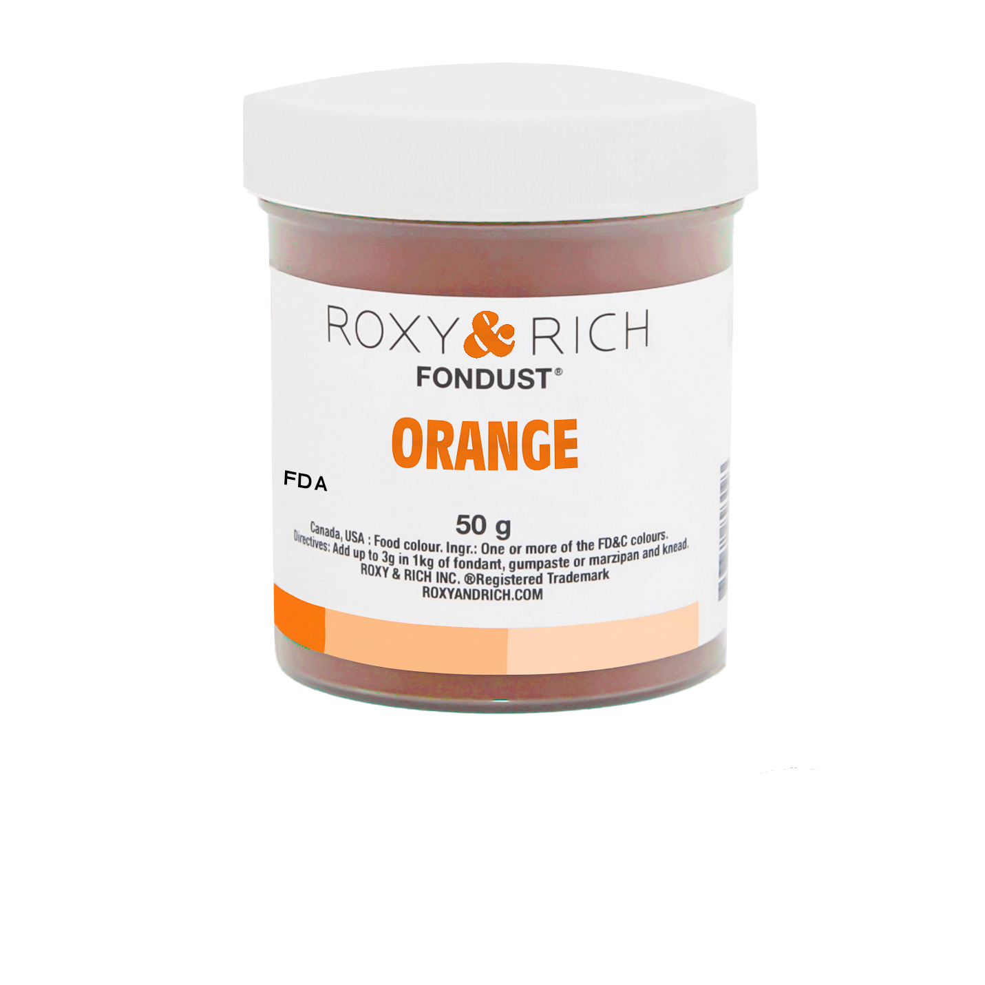 Colorant FONDUST Orange 50g - Roxy & Rich - Colorant alimentaire hydrosoluble - F60-007 - La Guilde Culinaire