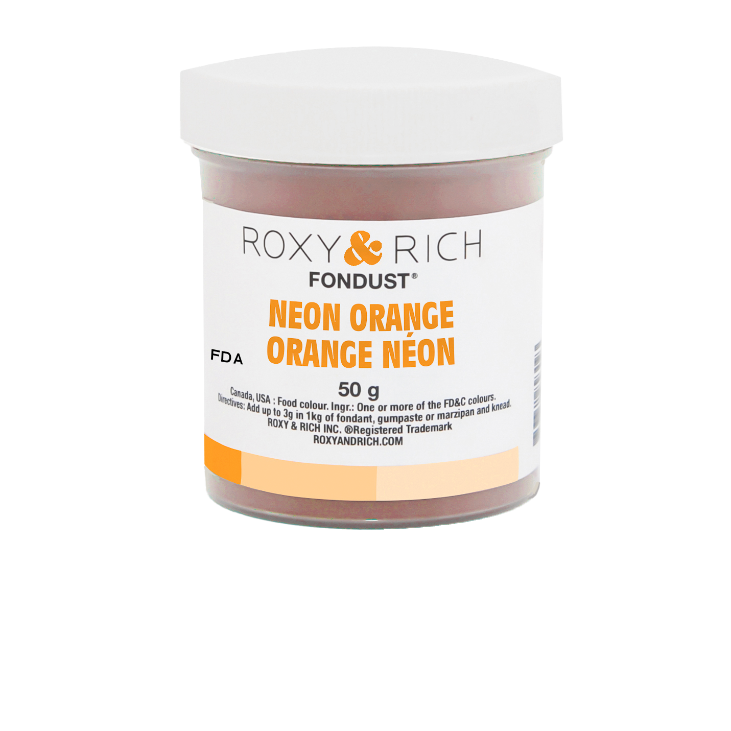 Colorant FONDUST Orange Néon 50g - Roxy & Rich - Colorant alimentaire hydrosoluble - F60-008 - La Guilde Culinaire