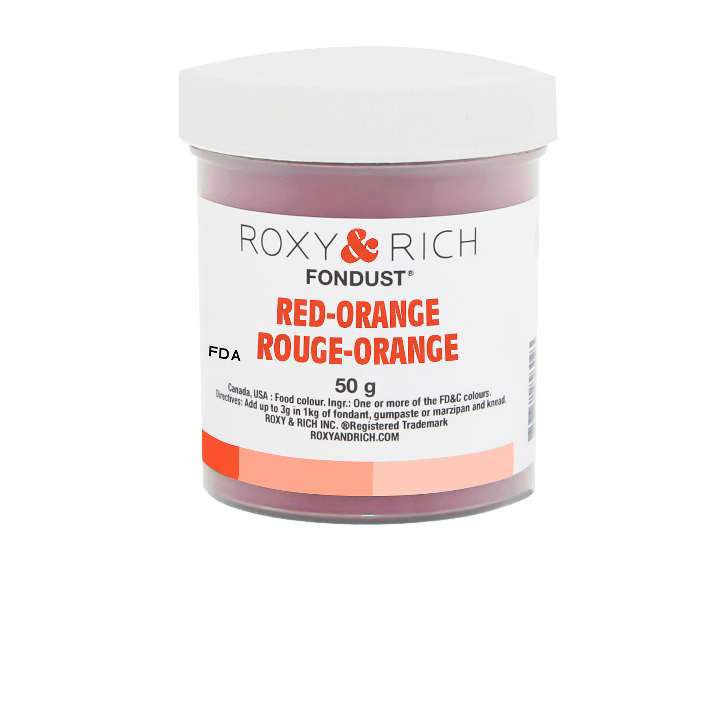 Colorant FONDUST Rouge Orange 50g - Roxy & Rich - Colorant alimentaire hydrosoluble - F60-009 - La Guilde Culinaire