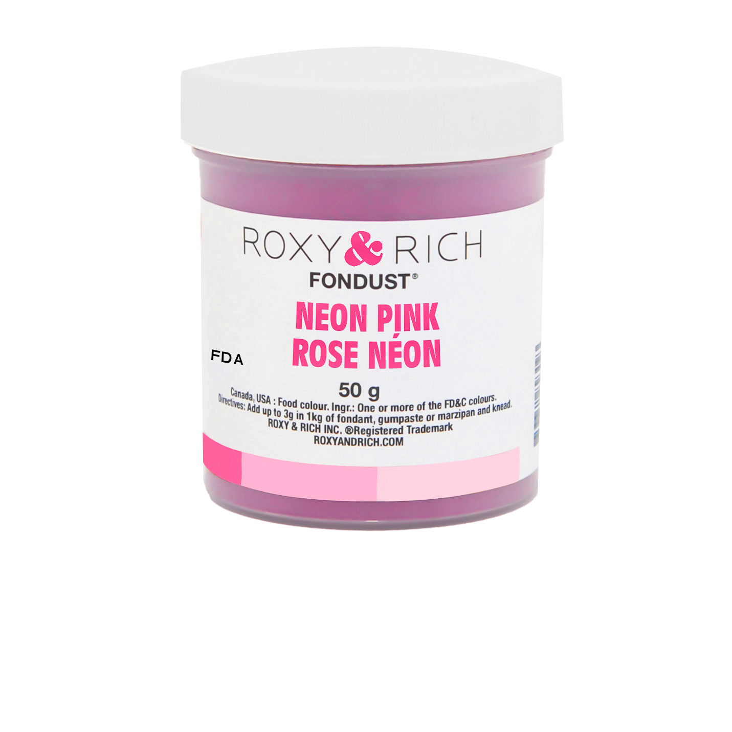 Colorant FONDUST Rose Néon 50g - Roxy & Rich - Colorant alimentaire hydrosoluble - F60-018 - La Guilde Culinaire