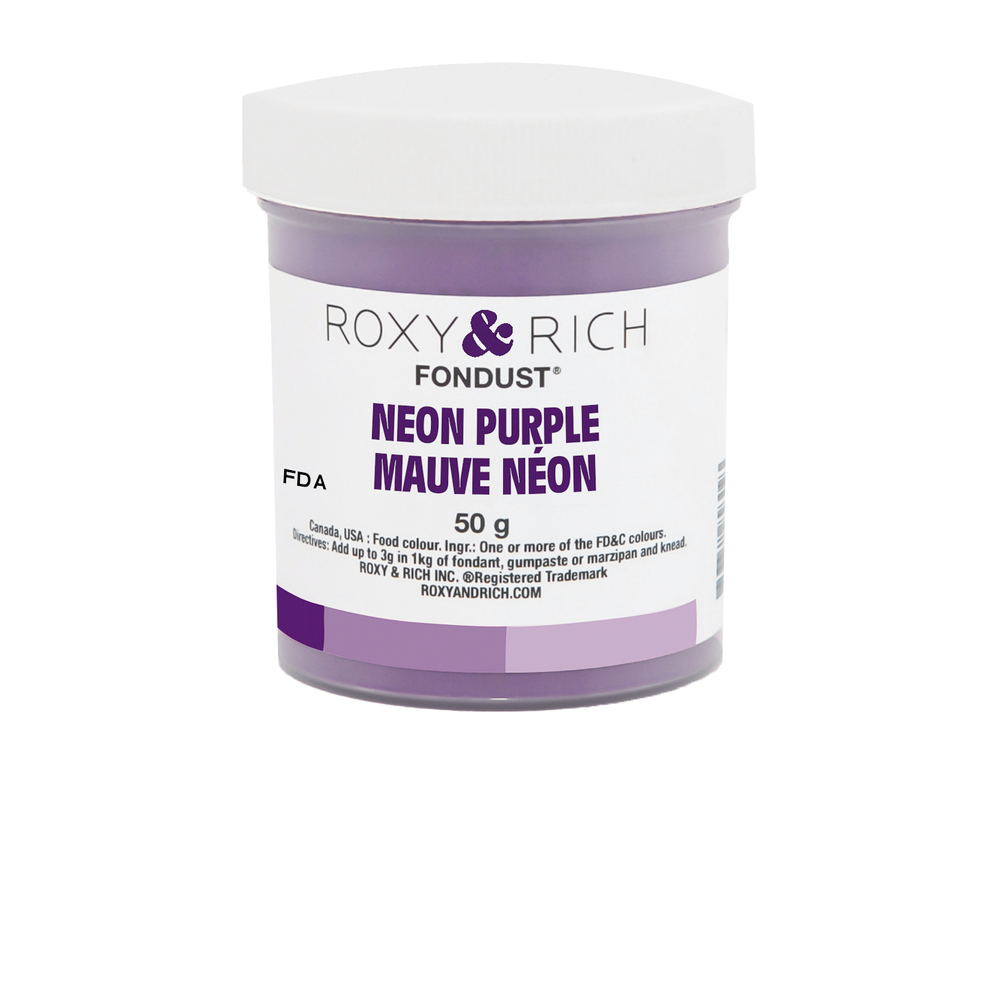 Colorant FONDUST Mauve Néon 50g - Roxy & Rich - Colorant alimentaire hydrosoluble - F60-021 - La Guilde Culinaire