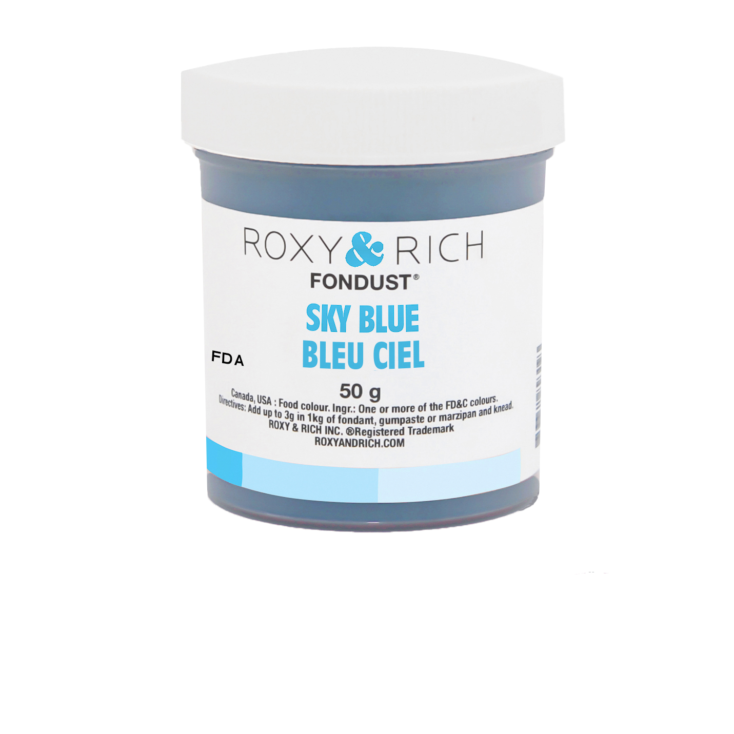 Colorant FONDUST Bleu Ciel 50g - Roxy & Rich - Colorant alimentaire hydrosoluble - F60-022 - La Guilde Culinaire