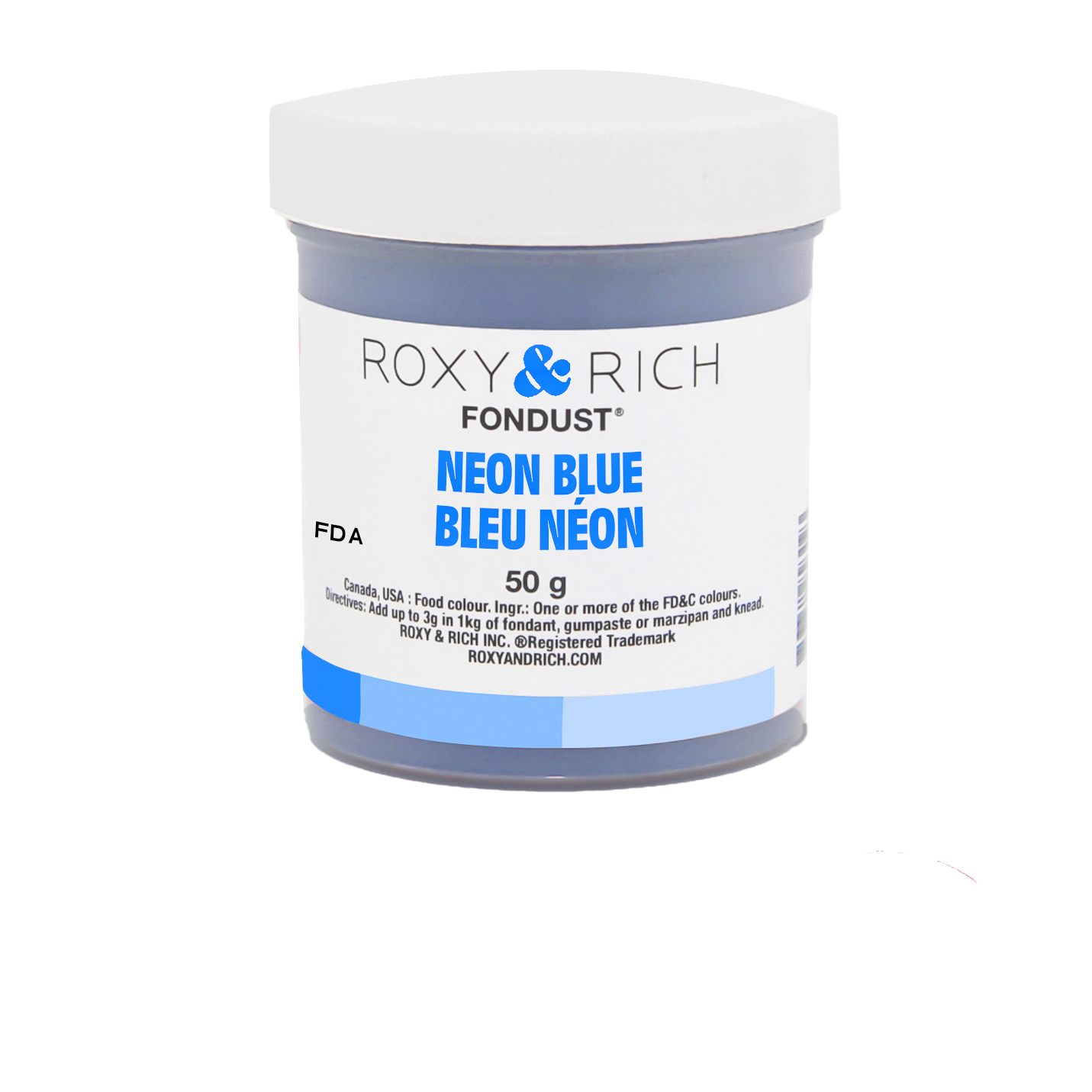 Colorant FONDUST Bleu Néon 50g - Roxy & Rich - Colorant alimentaire hydrosoluble - F60-024 - La Guilde Culinaire