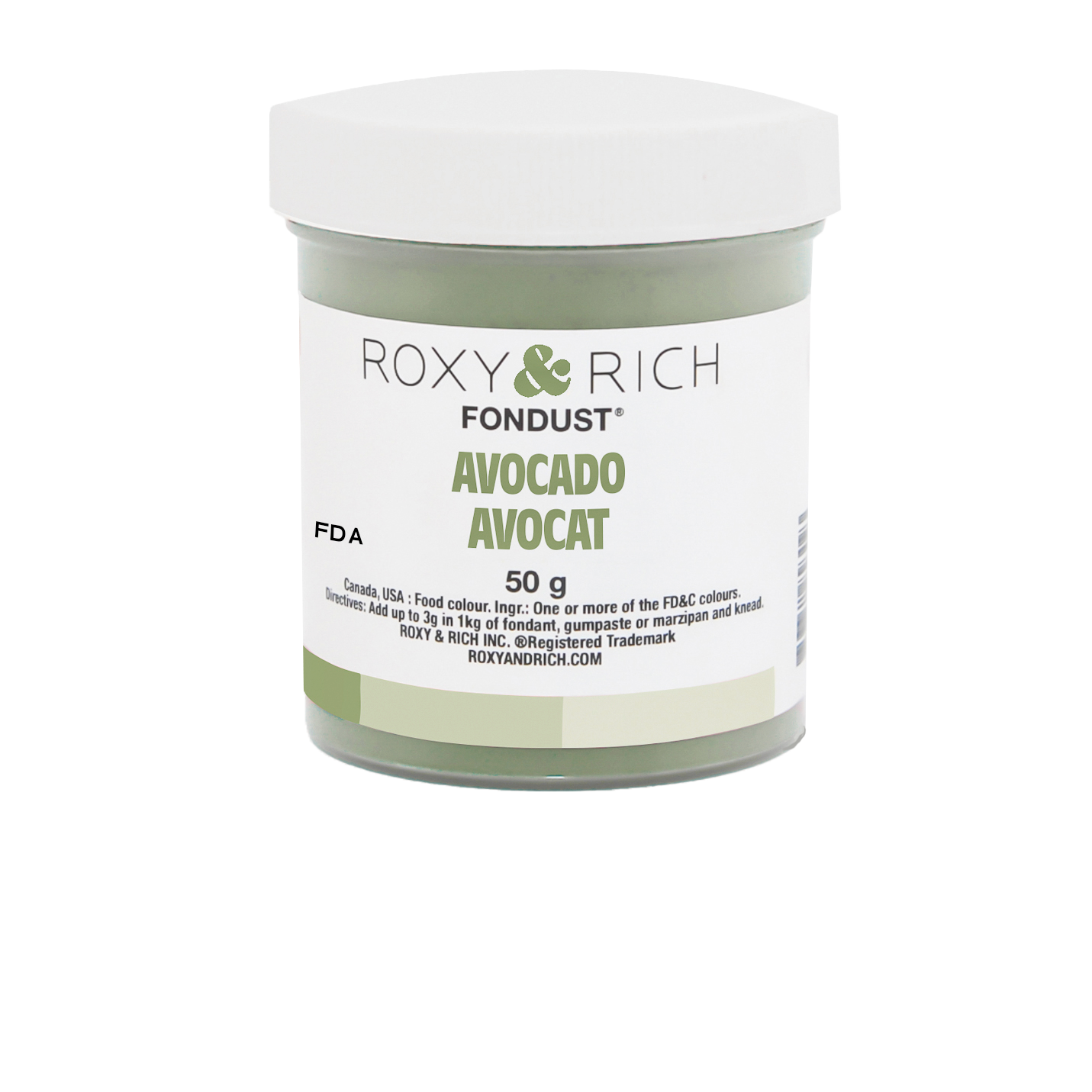 Colorant FONDUST Avocat 50g - Roxy & Rich - Colorant alimentaire hydrosoluble - F60-026 - La Guilde Culinaire