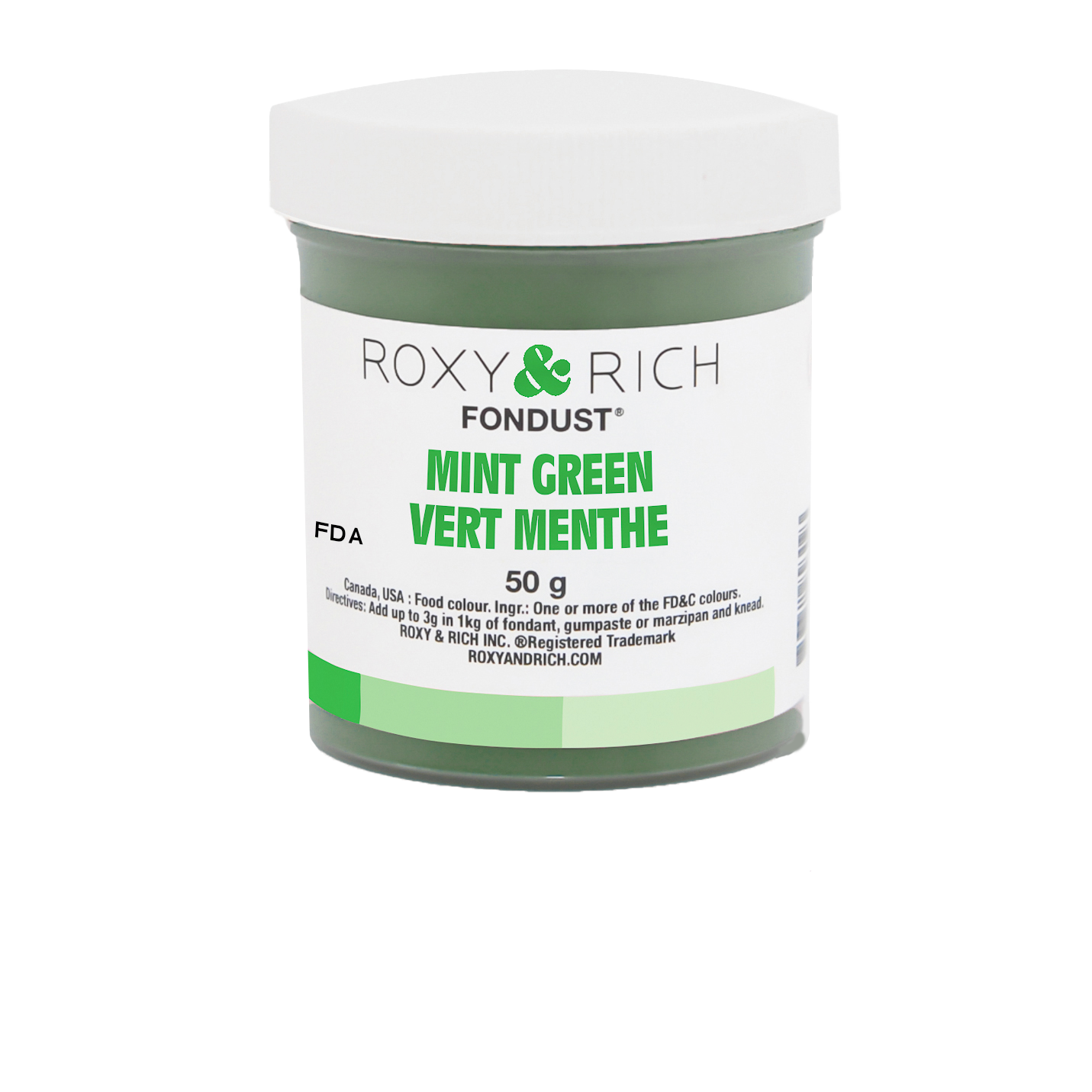 Colorant FONDUST Vert Menthe 50g - Roxy & Rich - Colorant alimentaire hydrosoluble - F60-027 - La Guilde Culinaire