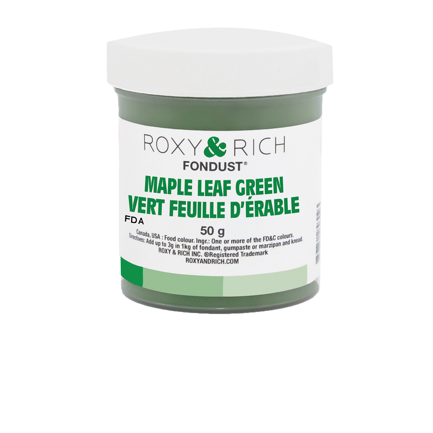 Colorant FONDUST Vert Feuille d'Érable 50g - Roxy & Rich - Colorant alimentaire hydrosoluble - F60-028 - La Guilde Culinaire