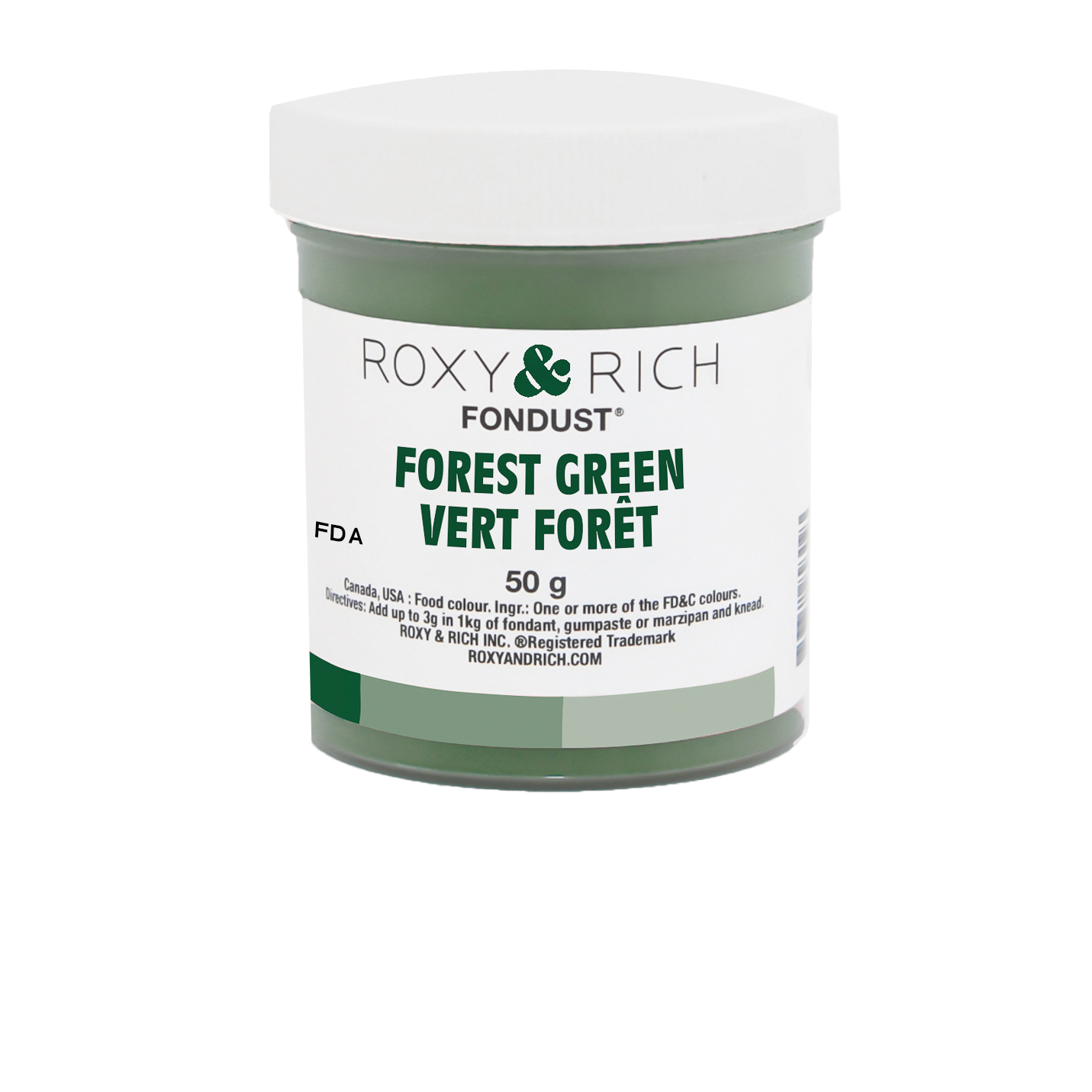 Colorant FONDUST Vert Forêt 50g - Roxy & Rich - Colorant alimentaire hydrosoluble - F60-029 - La Guilde Culinaire