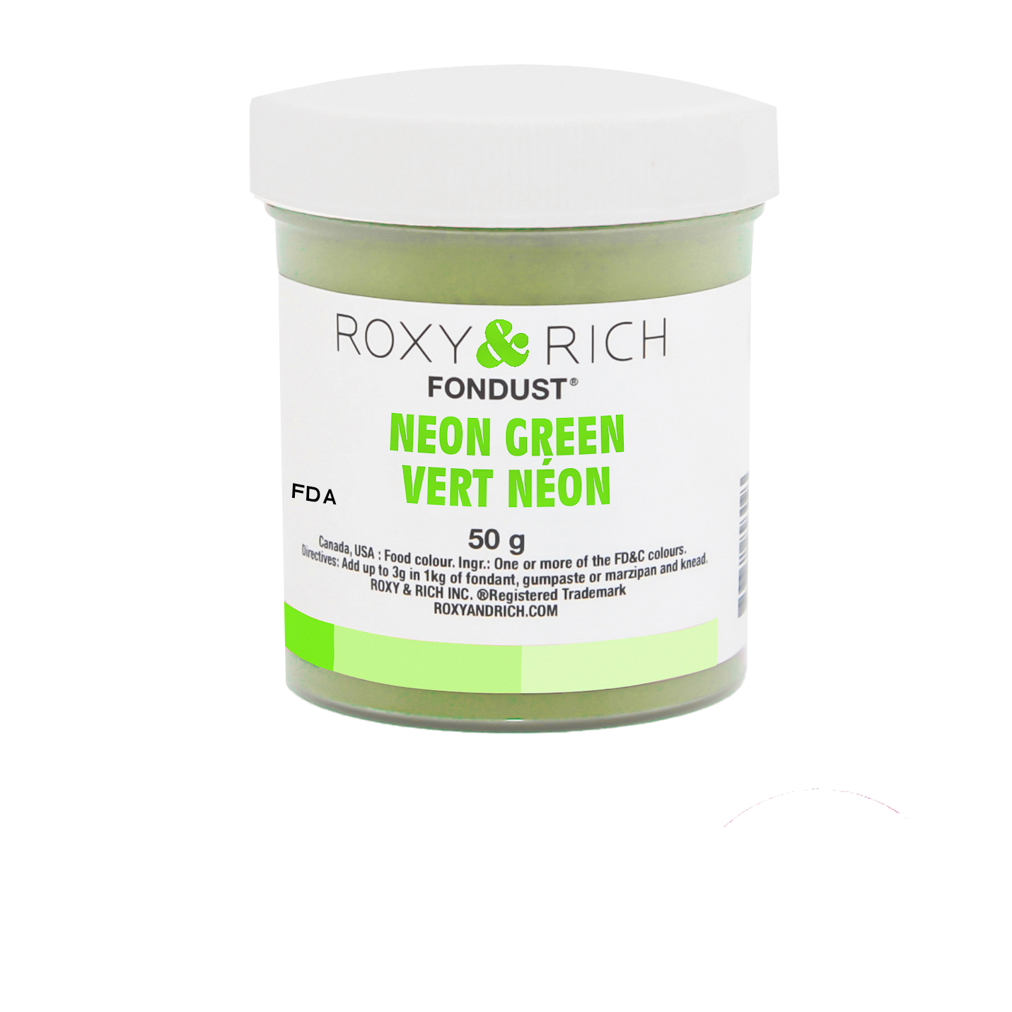 Colorant FONDUST Vert Néon 50g - Roxy & Rich - Colorant alimentaire hydrosoluble - F60-032 - La Guilde Culinaire