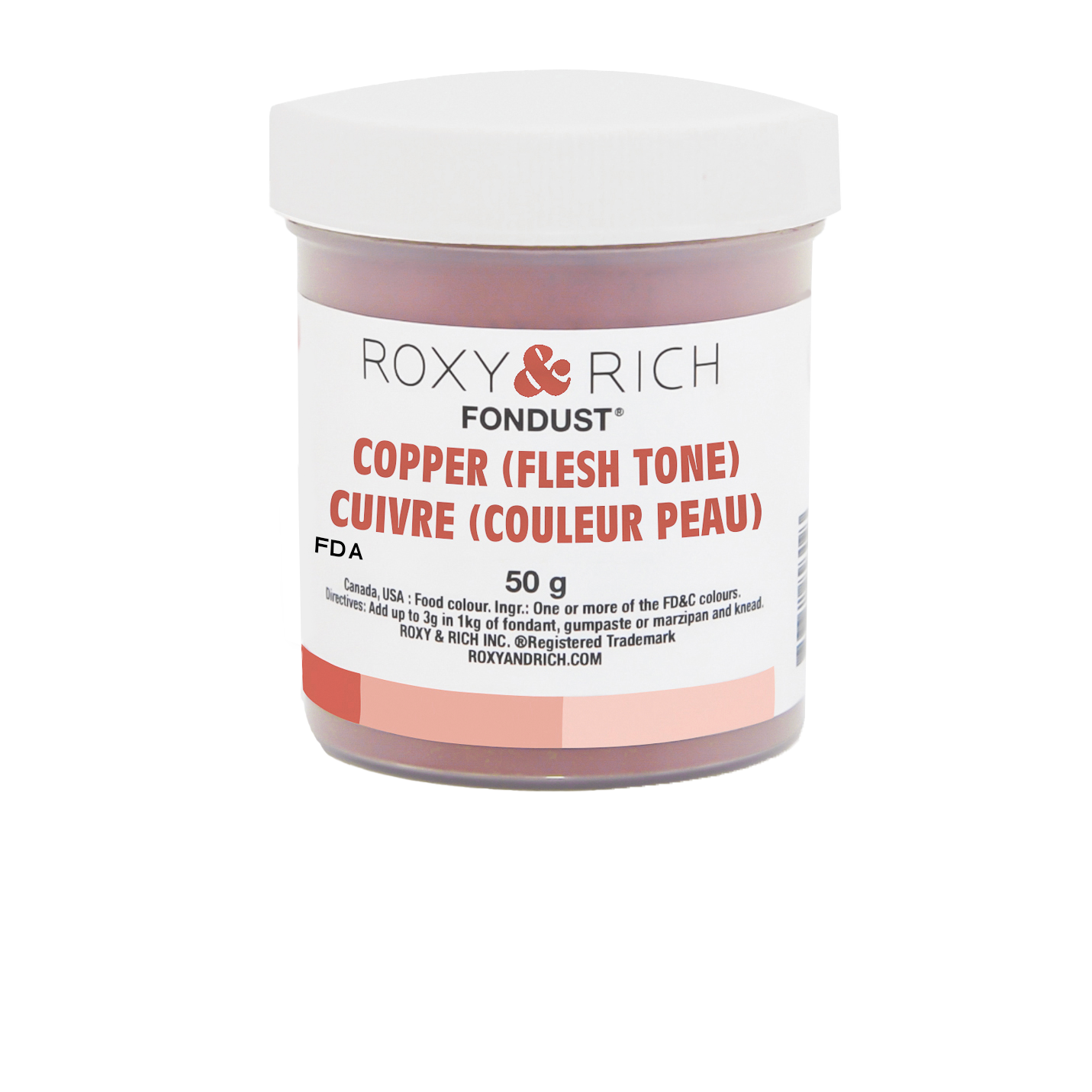 Colorant FONDUST Cuivre (couleur peau) 50g - Roxy & Rich - Colorant alimentaire hydrosoluble - F60-033 - La Guilde Culinaire