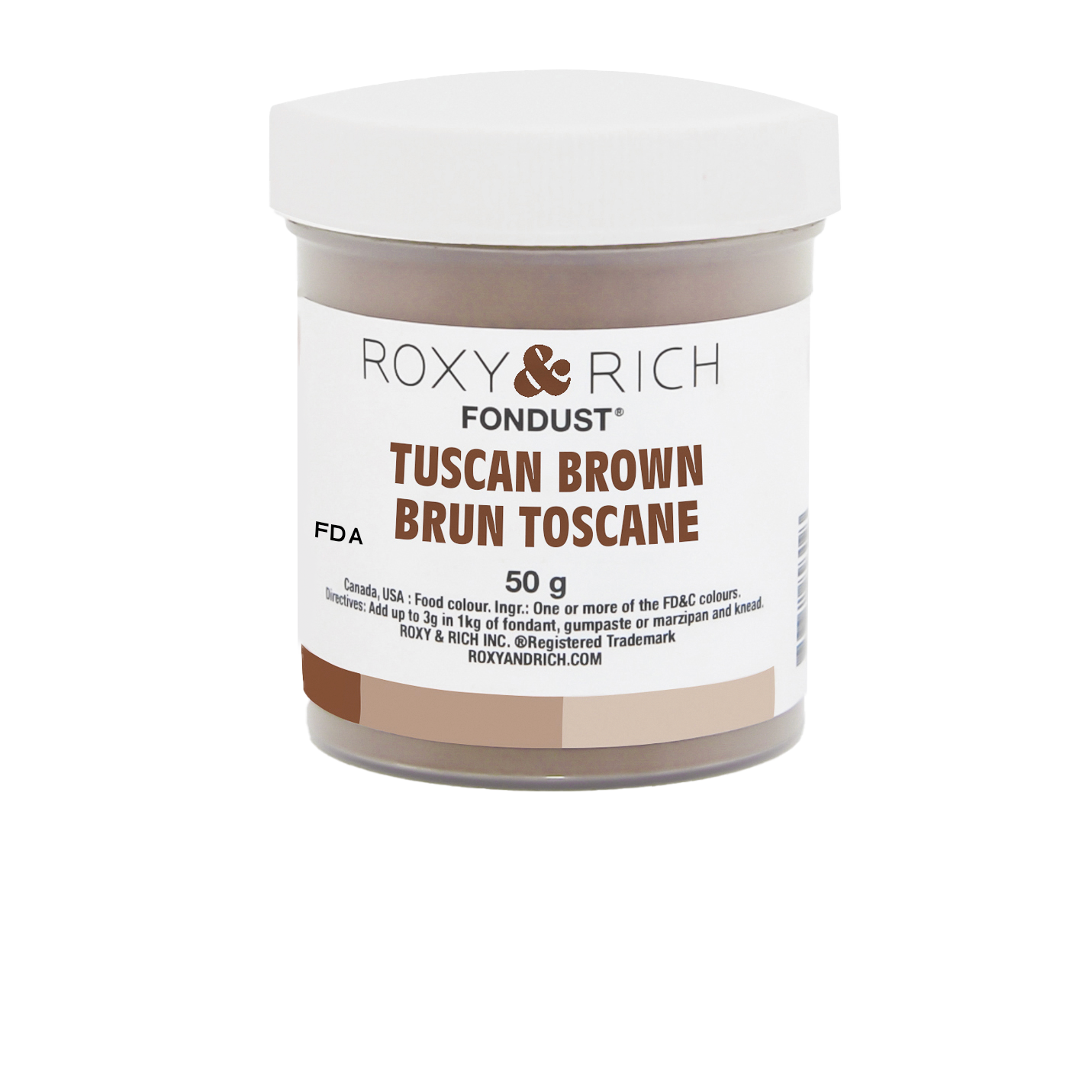 Colorant FONDUST Brun Toscane 50g - Roxy & Rich - Colorant alimentaire hydrosoluble - F60-034 - La Guilde Culinaire