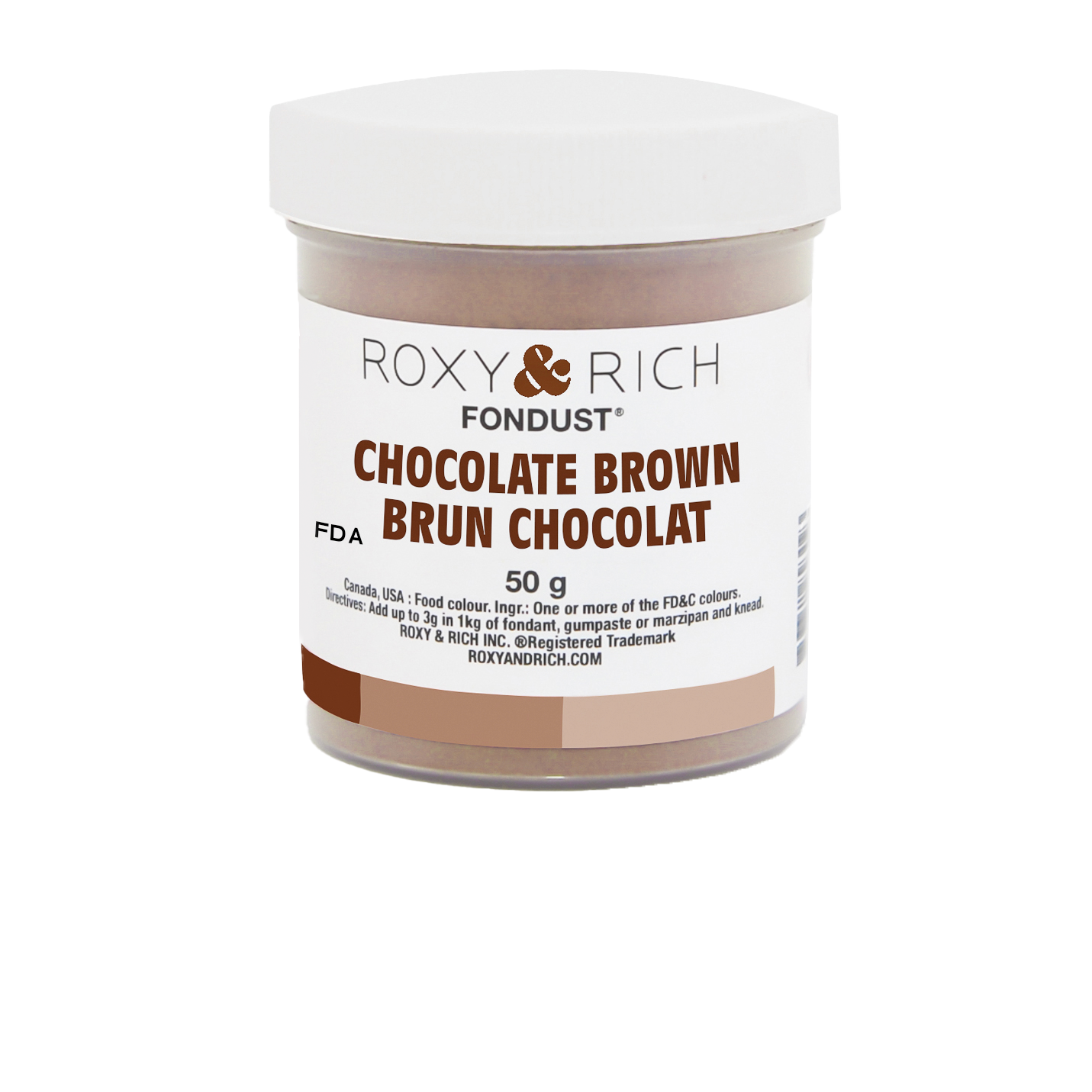 Colorant FONDUST Brun Chocolat 50g - Roxy & Rich - Colorant alimentaire hydrosoluble - F60-035 - La Guilde Culinaire
