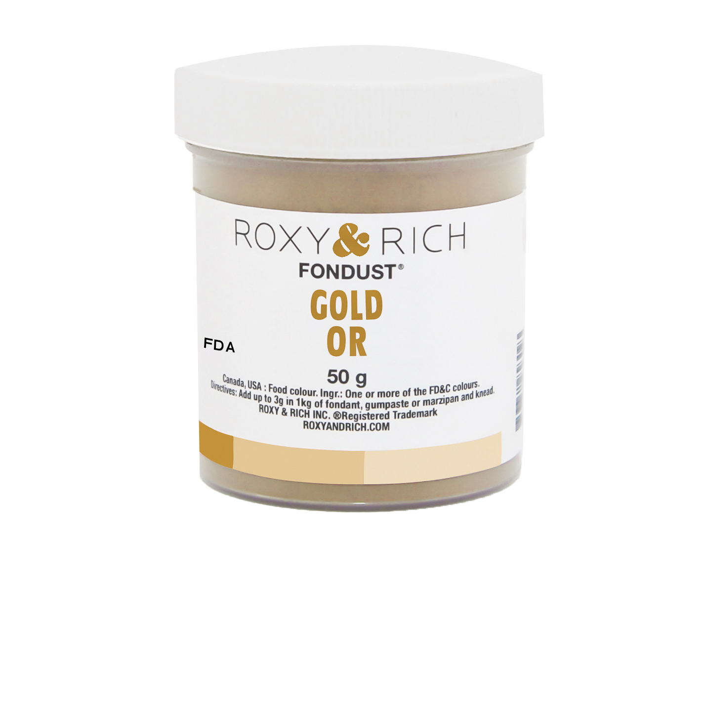 Colorant FONDUST Or 50g - Roxy & Rich - Colorant alimentaire hydrosoluble - F60-036 - La Guilde Culinaire