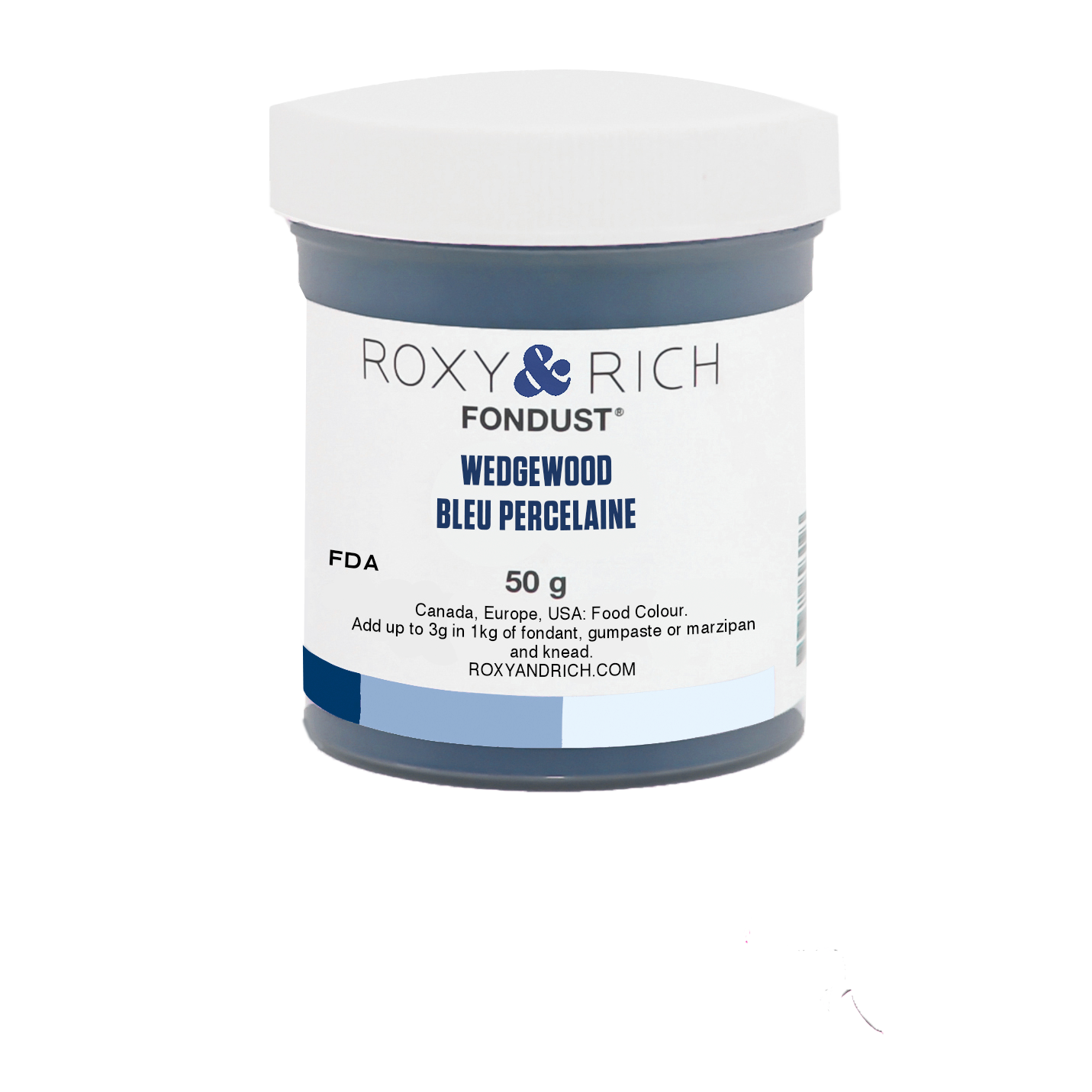 Colorant FONDUST Bleu Porcelaine 50g - Roxy & Rich - Colorant alimentaire hydrosoluble - F60-052 - La Guilde Culinaire