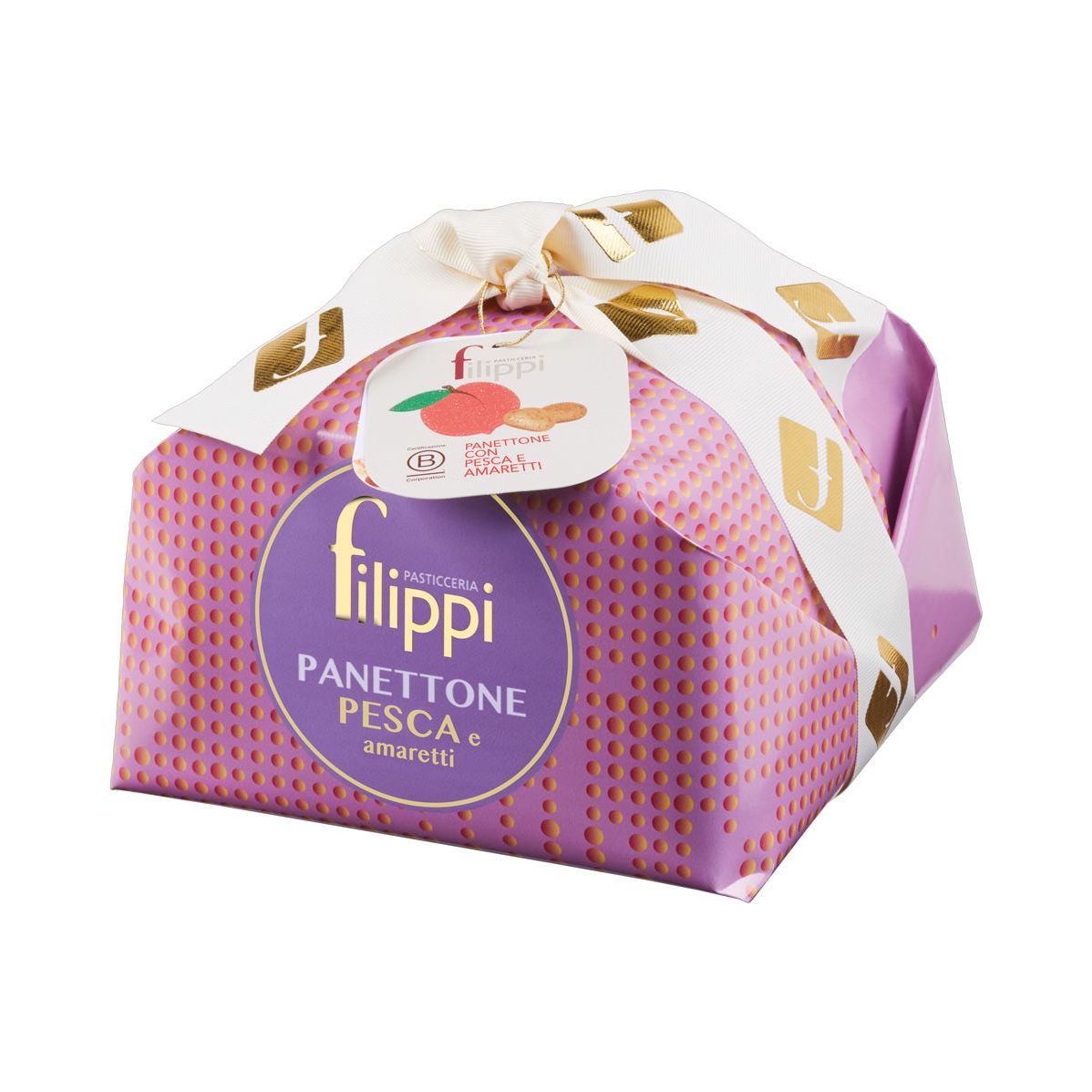 Panettone Pêches et Amaretti 500g - Filippi Pâtisserie - Panettone - - La Guilde Culinaire