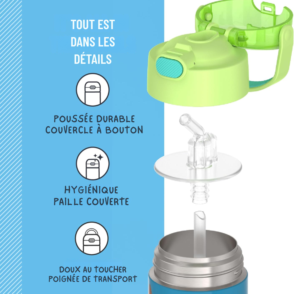 Bouteille d'eau FUNtainer avec paille 14oz (410 ml) - Moana - Thermos - Bouteille d'eau - - La Guilde Culinaire