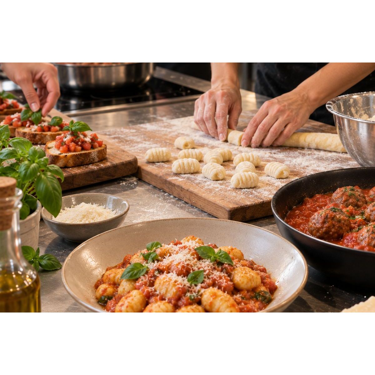 GNOCCHI MAISON, POLPETTES, BRUSCHETTA… VIVE L'ITALIE - La Guilde Culinaire - Cours - Cours de cuisine - - La Guilde Culinaire