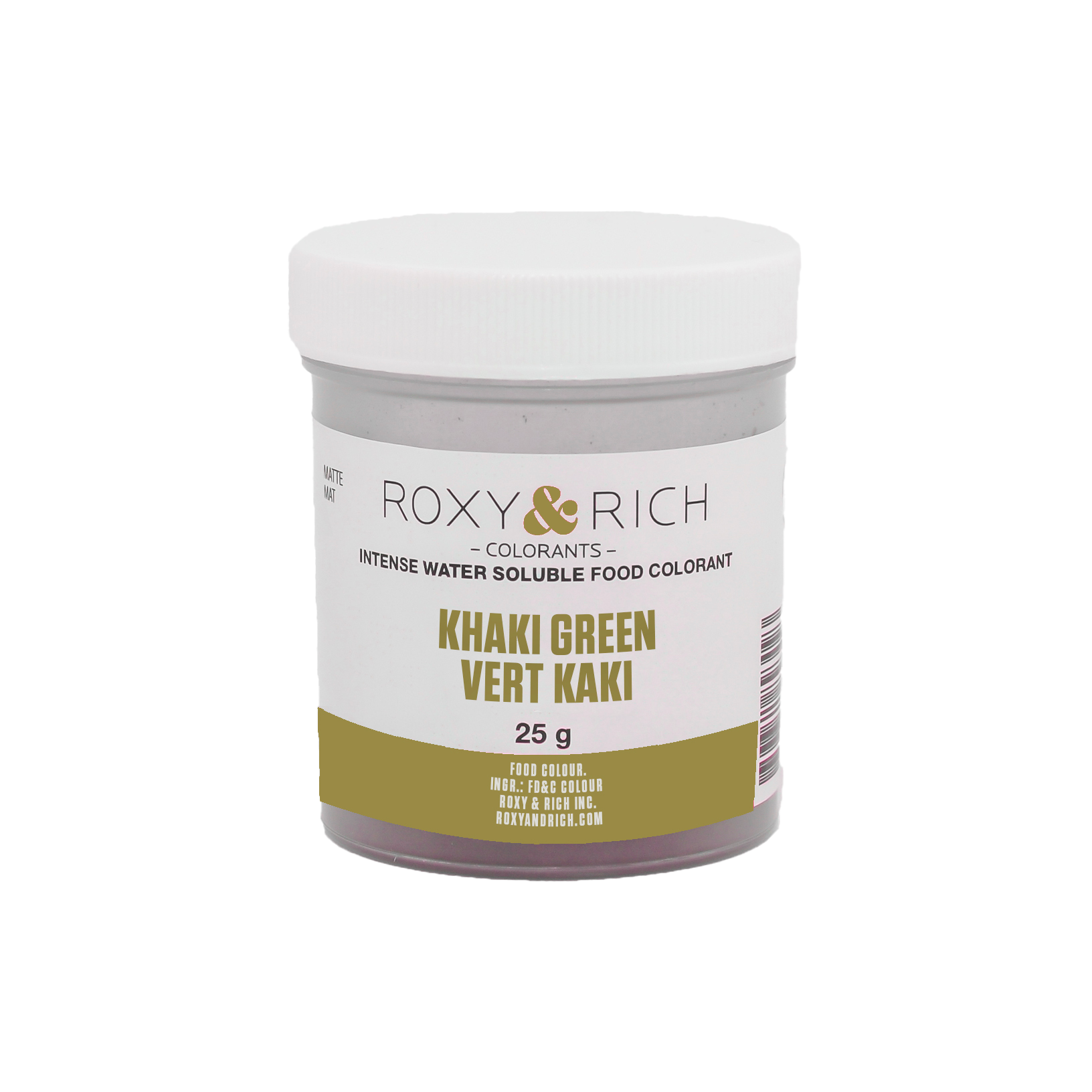 Colorant alimentaire hydrosoluble Vert Kaki 25g - Roxy & Rich - Colorant alimentaire hydrosoluble - H25-013 - La Guilde Culinaire