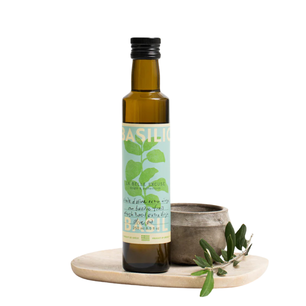 Huile d’olive extra vierge au Basilic 250 ml - La Belle Excuse - Huile d'olive - - La Guilde Culinaire