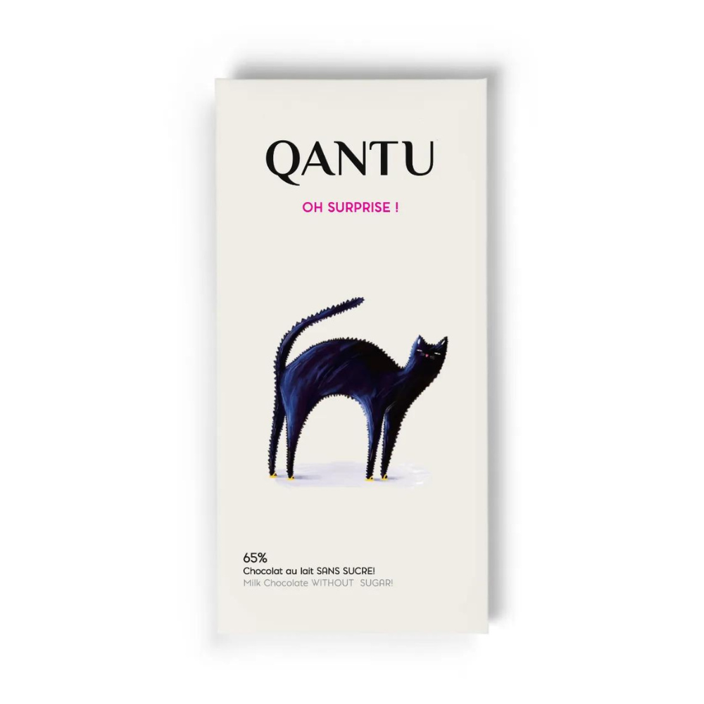 Chocolat au lait sans sucre 65%, Oh surprise! - QANTU - QANTU - Tablette de chocolat - - La Guilde Culinaire