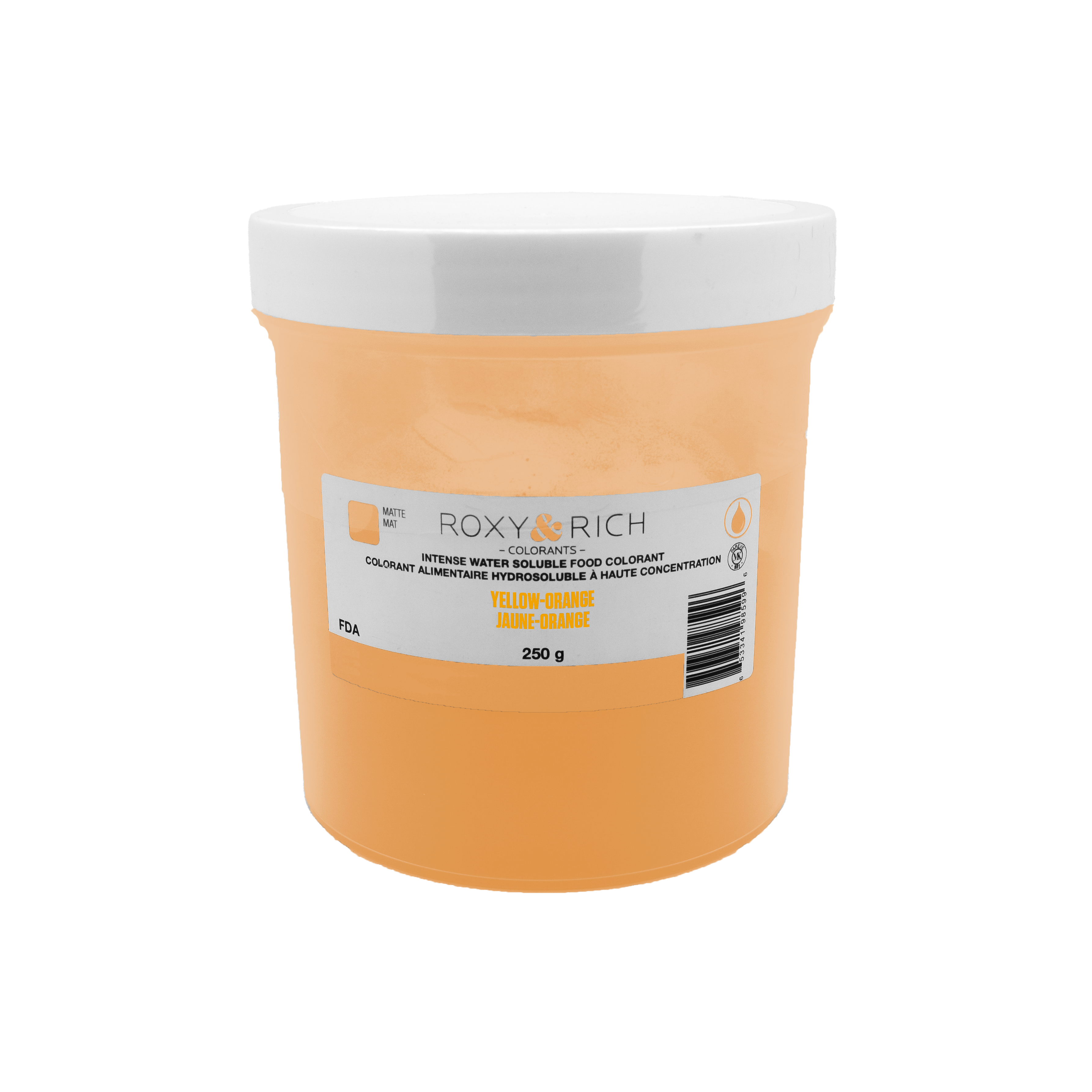 Colorant alimentaire hydrosoluble Jaune-Orange 250g - Roxy & Rich - Colorant alimentaire hydrosoluble - H250-014 - La Guilde Culinaire