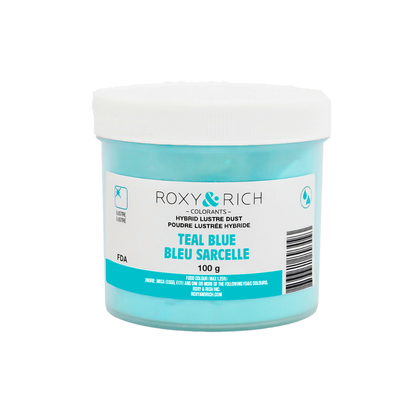 Poudre lustrée hybride Bleu Sarcelle 100g - Roxy & Rich - Poudre lustrée - L100-008 - La Guilde Culinaire