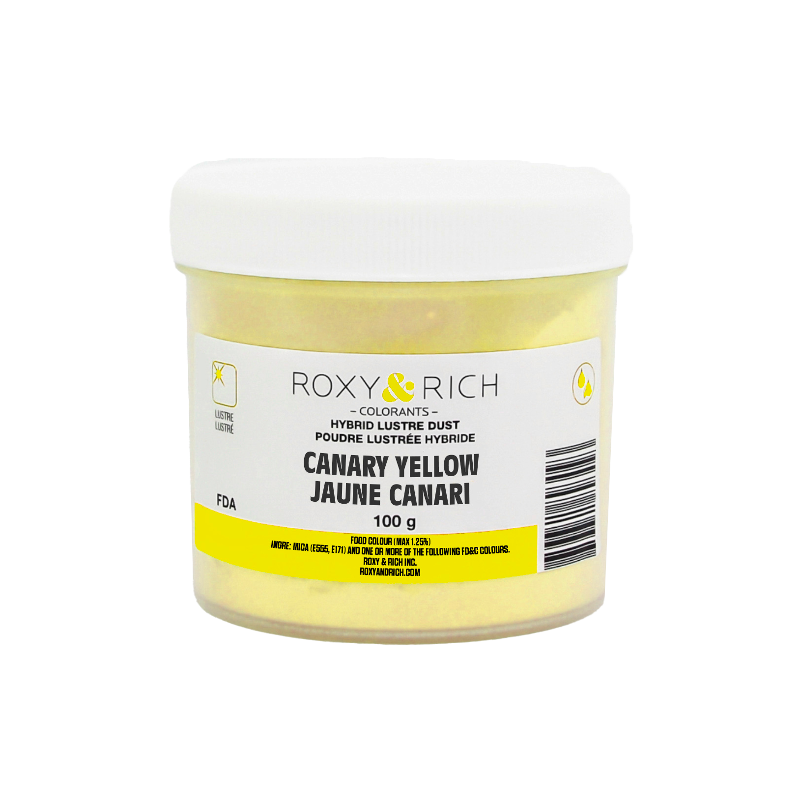 Poudre lustrée hybride Jaune Canari 100g - Roxy & Rich - Poudre lustrée - L100-012 - La Guilde Culinaire