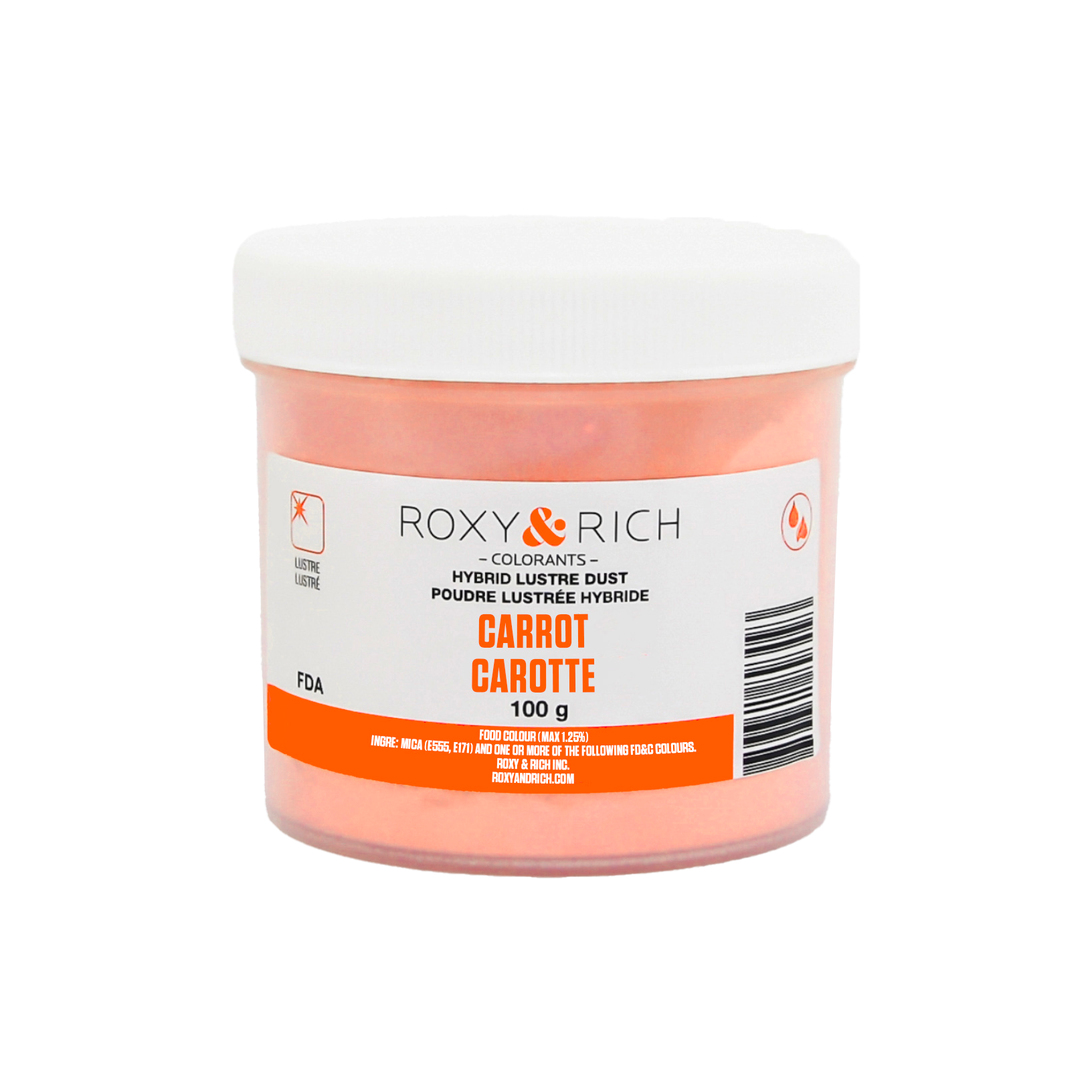 Poudre lustrée hybride Carotte 100g - Roxy & Rich - Poudre lustrée - L100-018 - La Guilde Culinaire