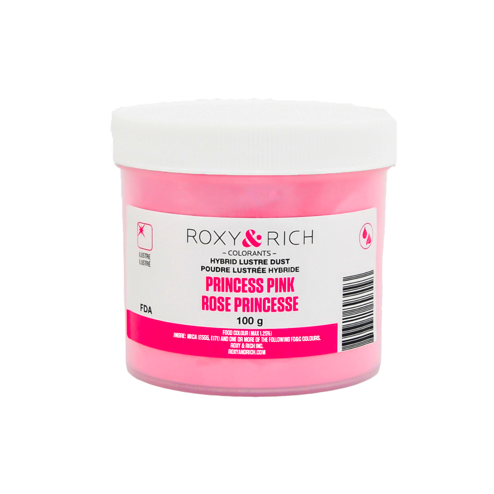 Poudre lustrée hybride Rose Princesse 100g - Roxy & Rich - Poudre lustrée - L100-020 - La Guilde Culinaire