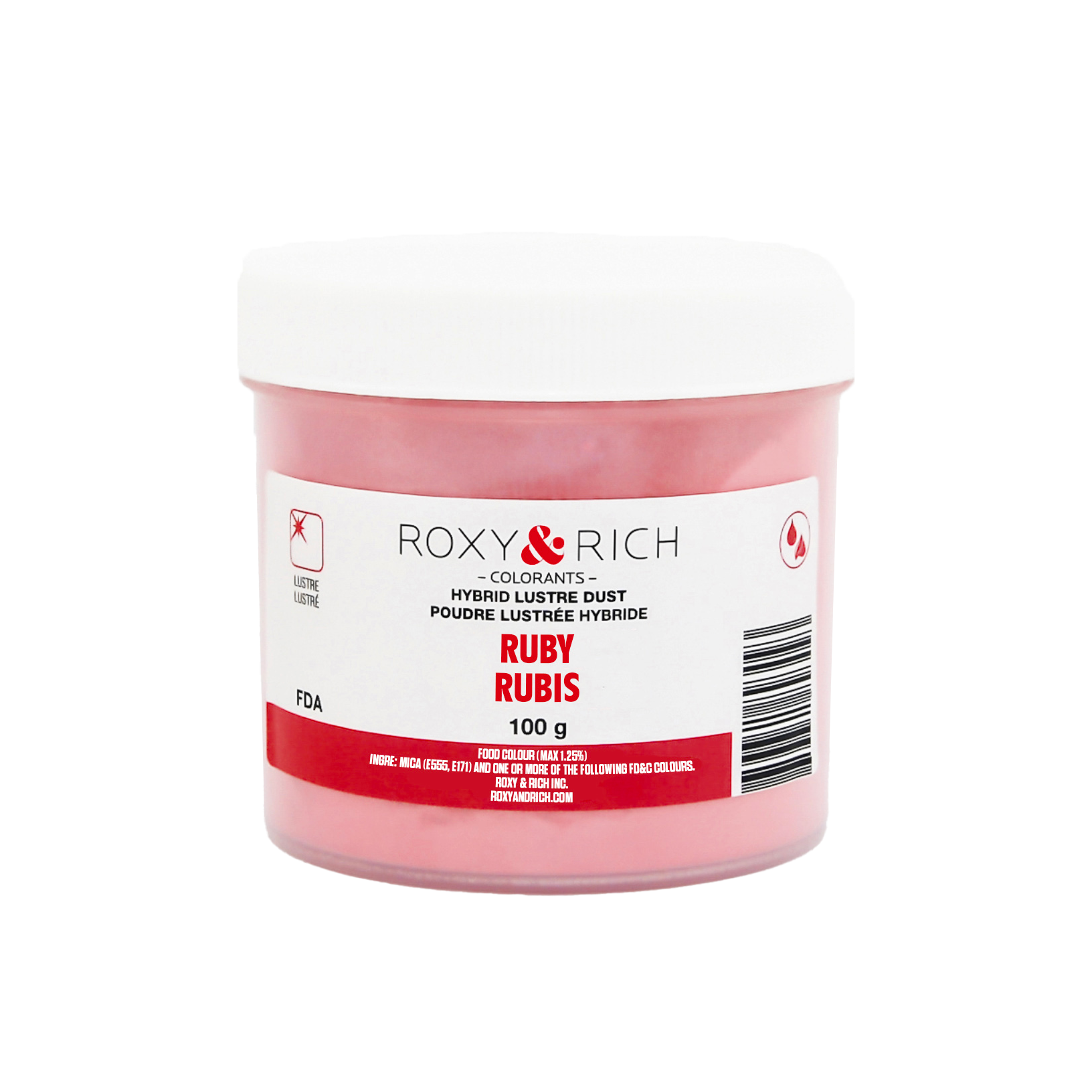 Poudre lustrée hybride Rubis 100g - Roxy & Rich - Poudre lustrée - L100-032 - La Guilde Culinaire