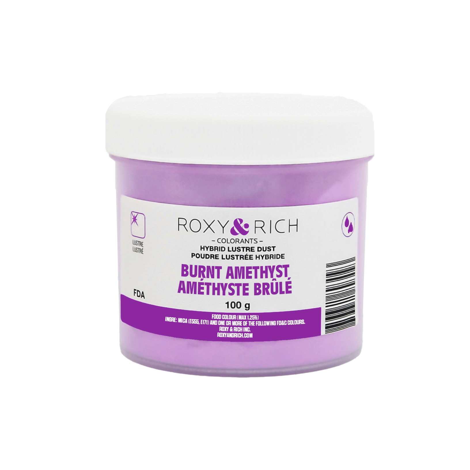 Poudre lustrée hybride Améthyste Brûlée 100g - Roxy & Rich - Poudre lustrée - L100-043 - La Guilde Culinaire