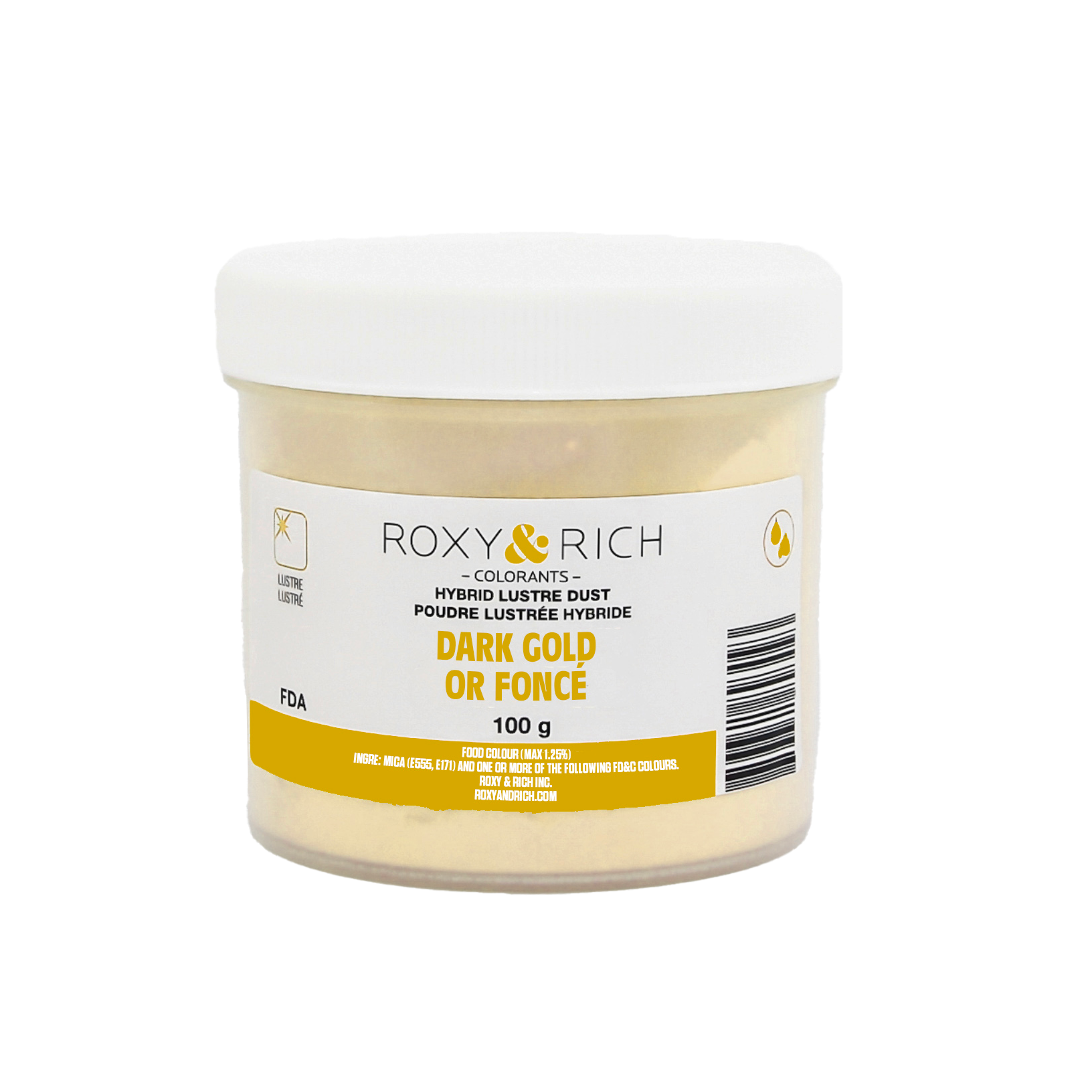 Poudre lustrée hybride Or Foncé 100g - Roxy & Rich - Poudre lustrée - L100-046 - La Guilde Culinaire
