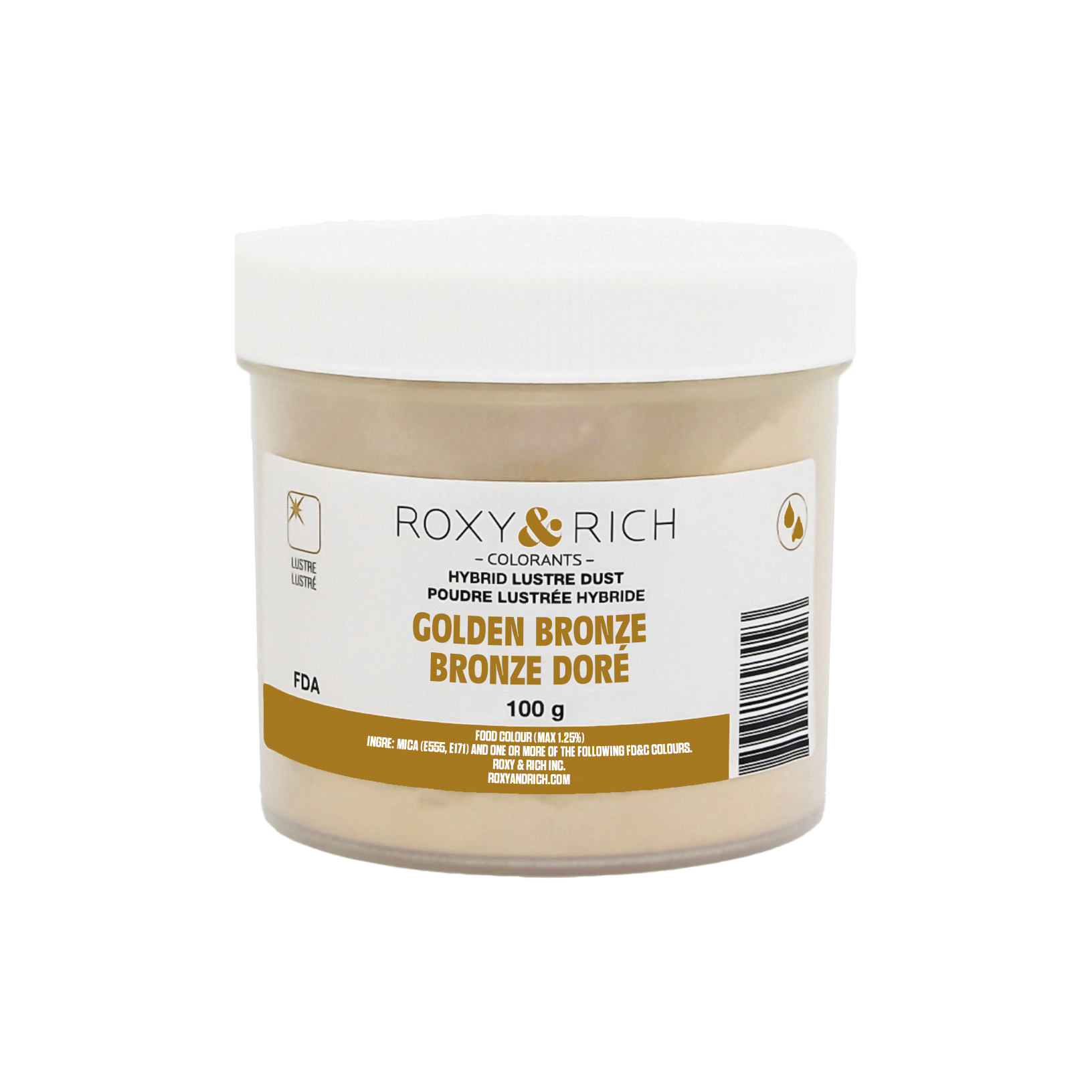 Poudre lustrée hybride Bronze Doré 100g - Roxy & Rich - Poudre lustrée - L100-051 - La Guilde Culinaire
