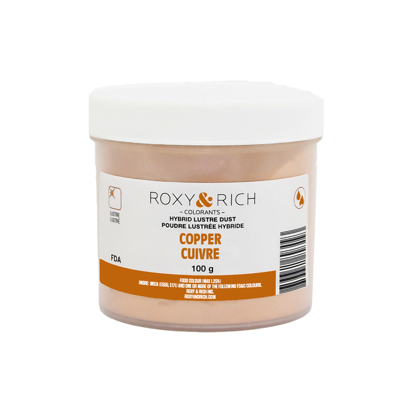 Poudre lustrée hybride Cuivre 100g - Roxy & Rich - Poudre lustrée - L100-052 - La Guilde Culinaire