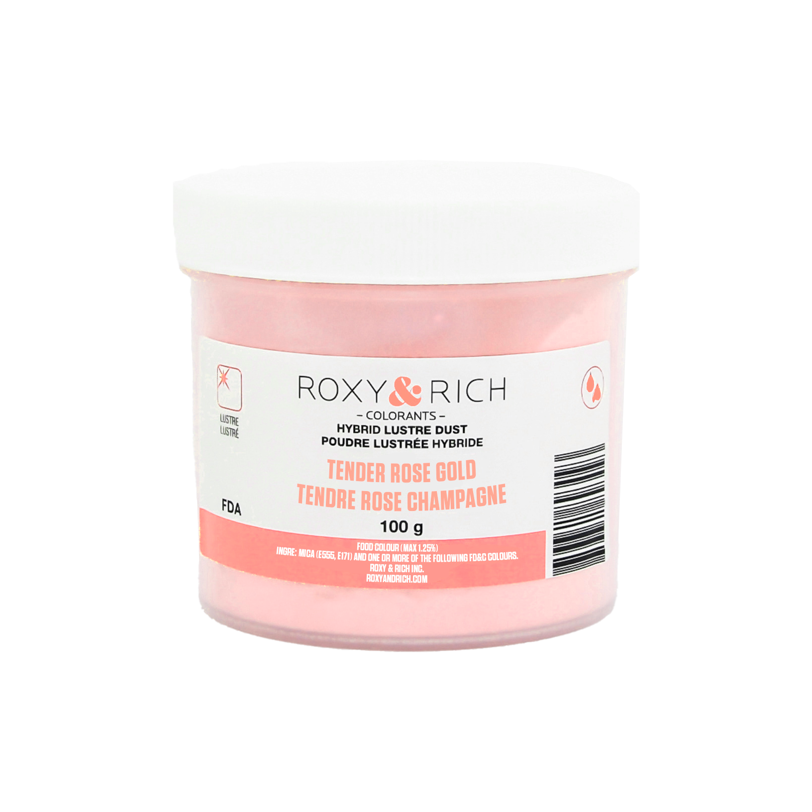 Poudre lustrée hybride Tendre Rose Champagne 100g - Roxy & Rich - Poudre lustrée - L100-053 - La Guilde Culinaire