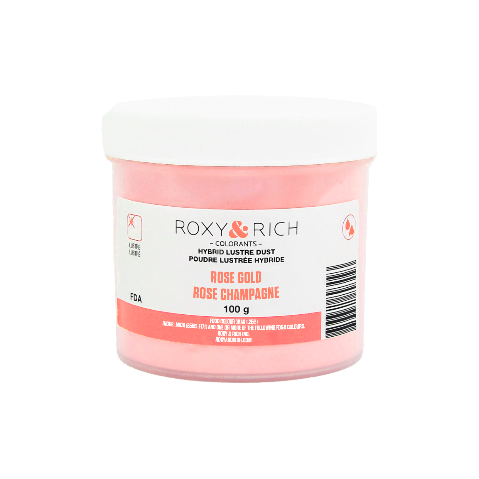 Poudre lustrée hybride Rose Champagne 100g - Roxy & Rich - Poudre lustrée - L100-054 - La Guilde Culinaire
