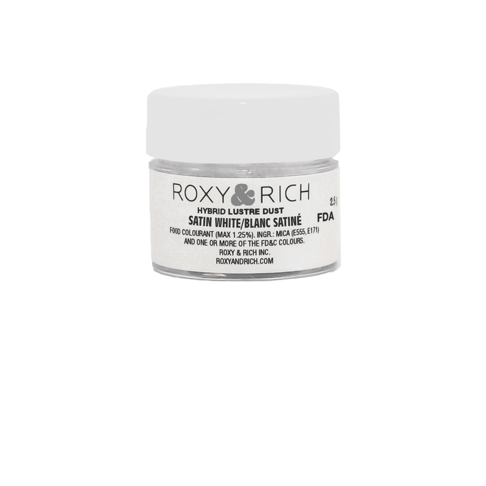 Poudre lustrée hybride Blanc Satiné 2.5g - Roxy & Rich - Poudre lustrée - L2-002 - La Guilde Culinaire