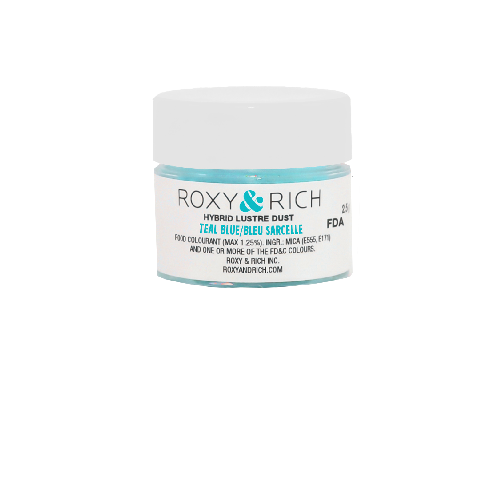 Poudre lustrée hybride Bleu Sarcelle 2.5g - Roxy & Rich - Poudre lustrée - L2-008 - La Guilde Culinaire