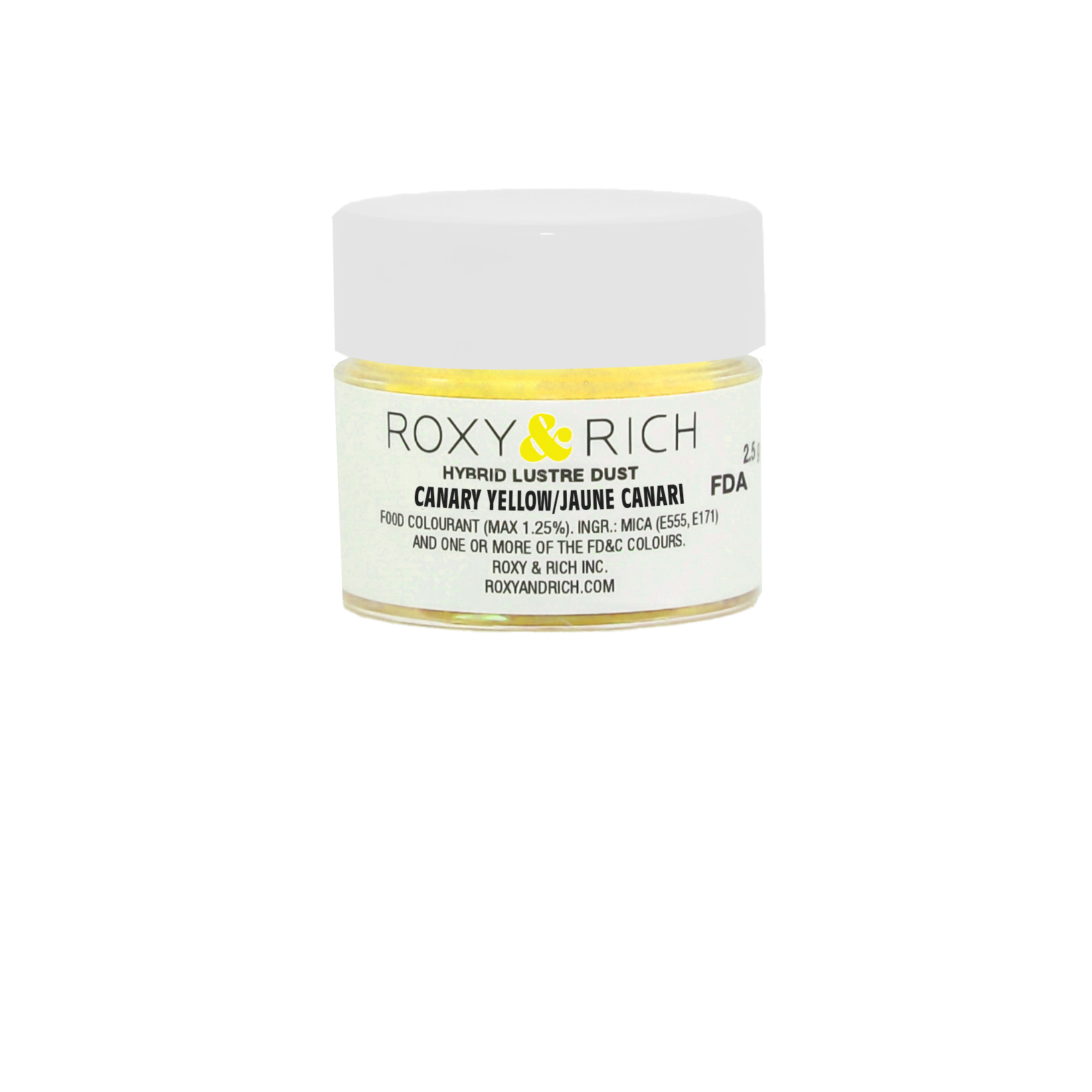 Poudre lustrée hybride Jaune Canari 2.5g - Roxy & Rich - Poudre lustrée - L2-012 - La Guilde Culinaire
