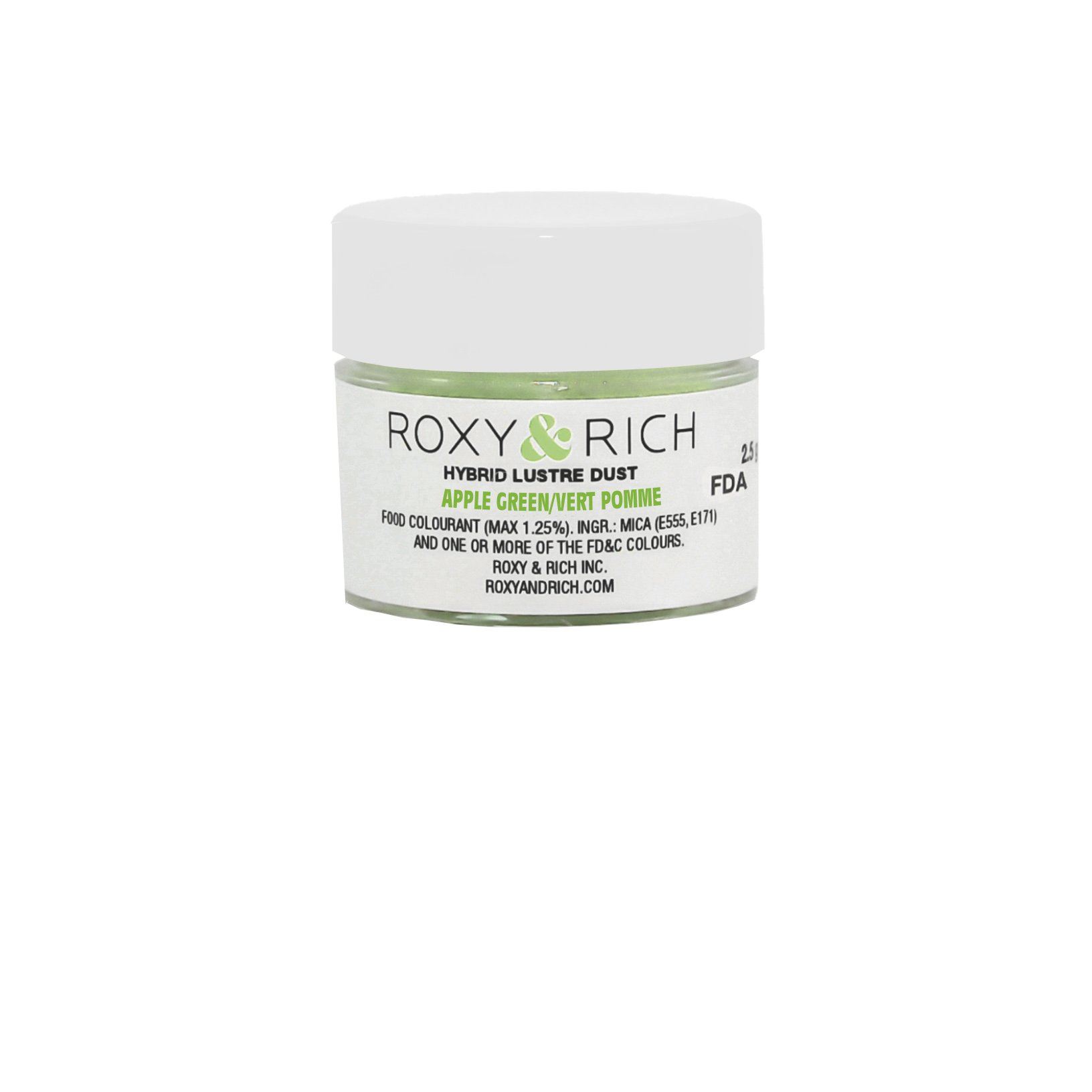 Poudre lustrée hybride Vert Pomme 2.5g - Roxy & Rich - Poudre lustrée - L2-035 - La Guilde Culinaire