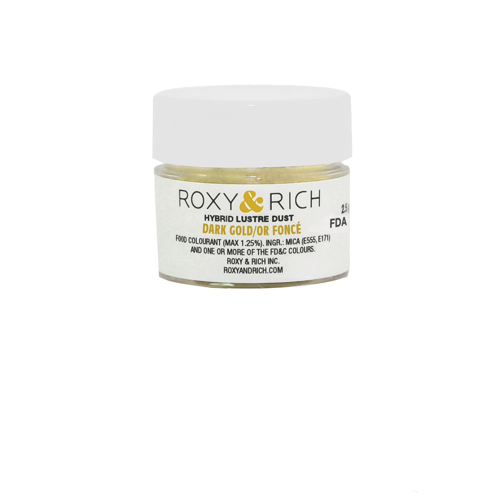 Poudre lustrée hybride Or Foncé 2.5g - Roxy & Rich - Poudre lustrée - L2-046 - La Guilde Culinaire