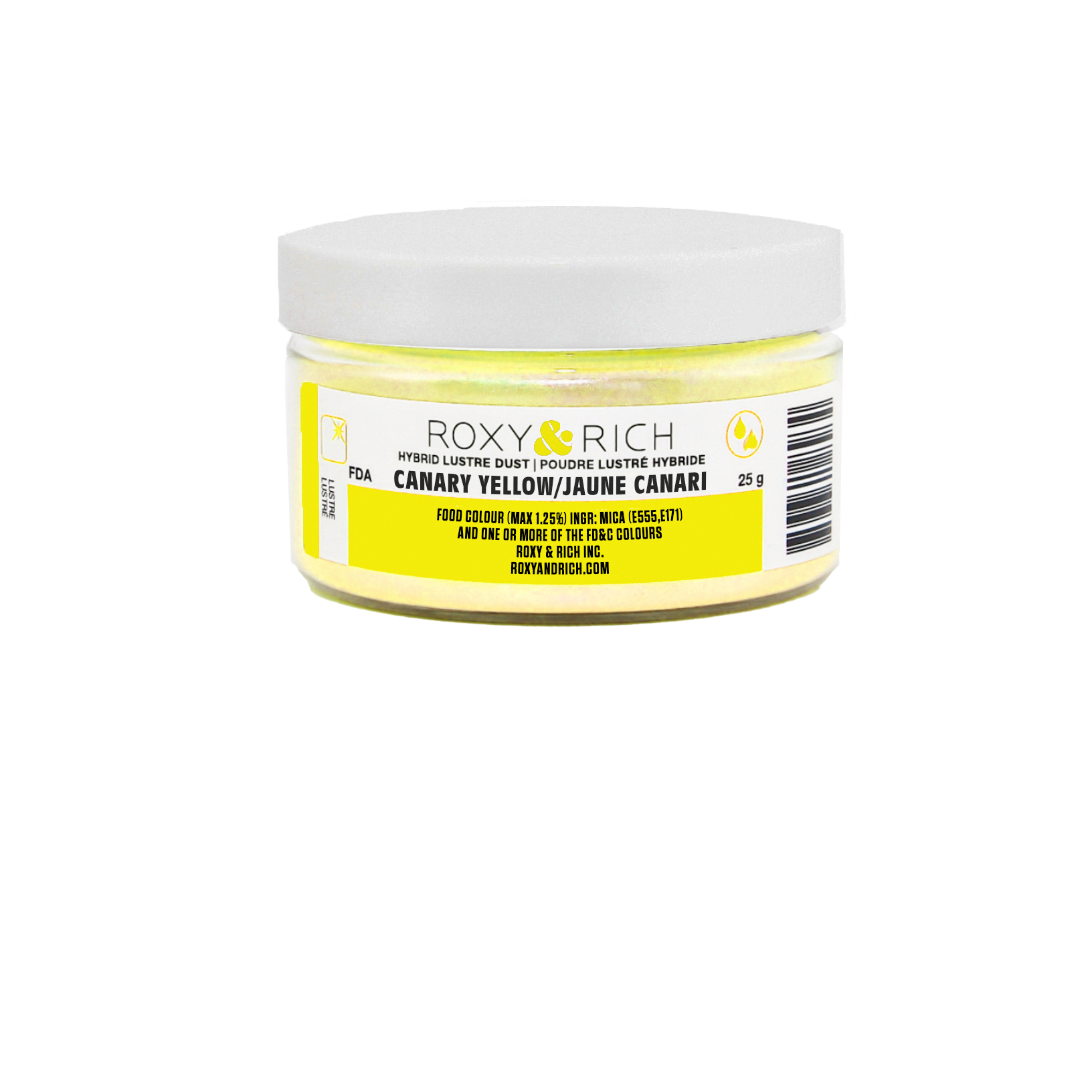 Poudre lustrée hybride Jaune Canari 25g - Roxy & Rich - Poudre lustrée - L25-012 - La Guilde Culinaire