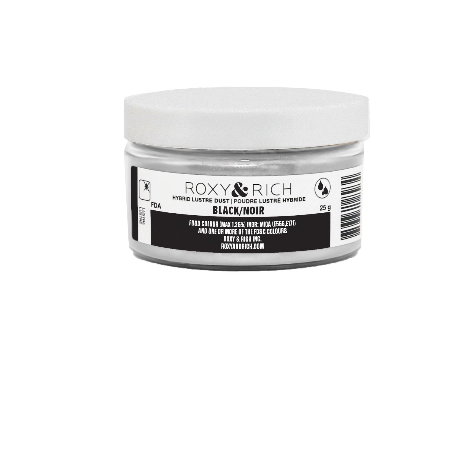 Poudre lustrée hybride Noir 25g - Roxy & Rich - Poudre lustrée - L25-014 - La Guilde Culinaire
