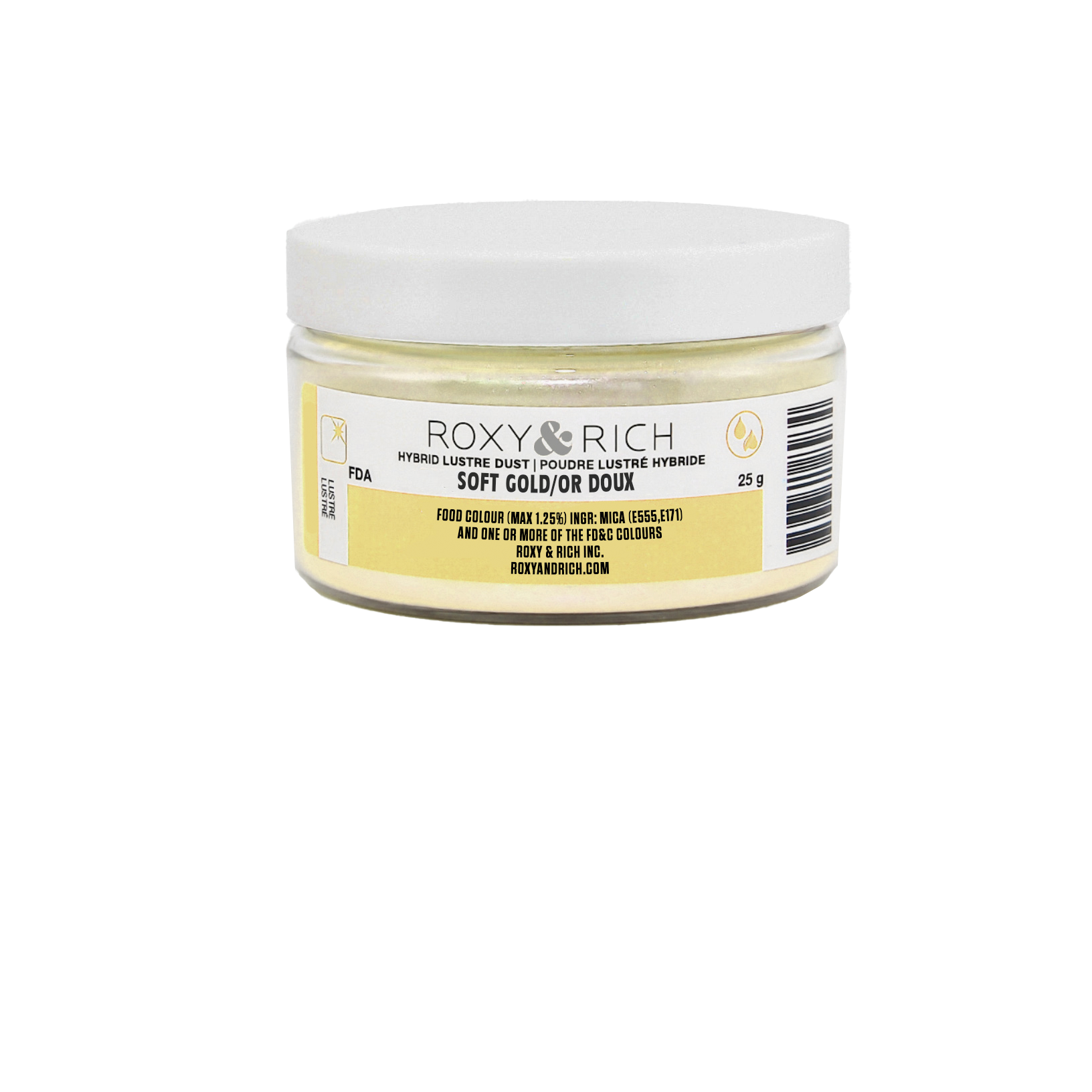 Poudre lustrée hybride OR Doux 25g - Roxy & Rich - Poudre lustrée - L25-045 - La Guilde Culinaire