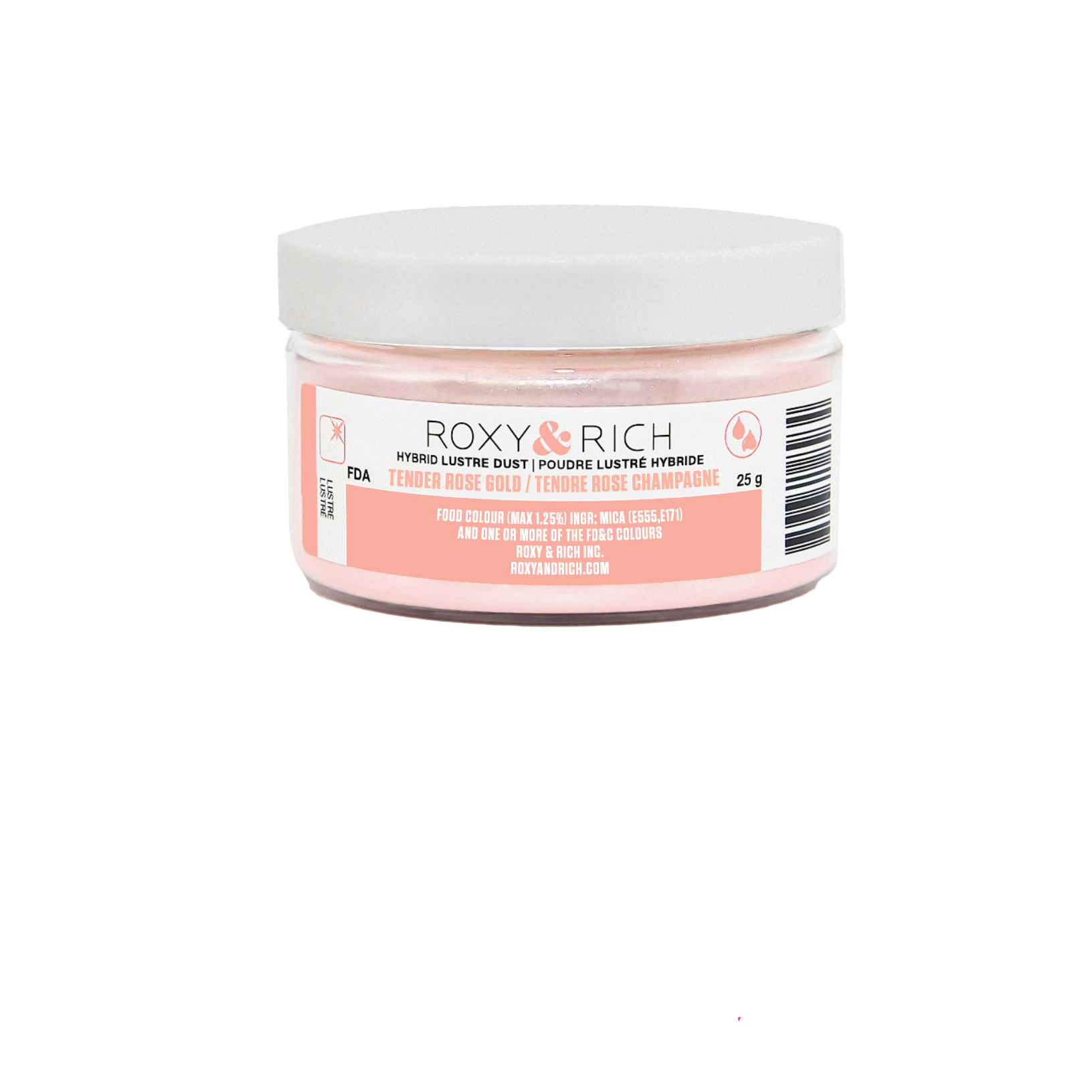 Poudre lustrée hybride Tendre Rose Champagne 25g - Roxy & Rich - Poudre lustrée - L25-053 - La Guilde Culinaire