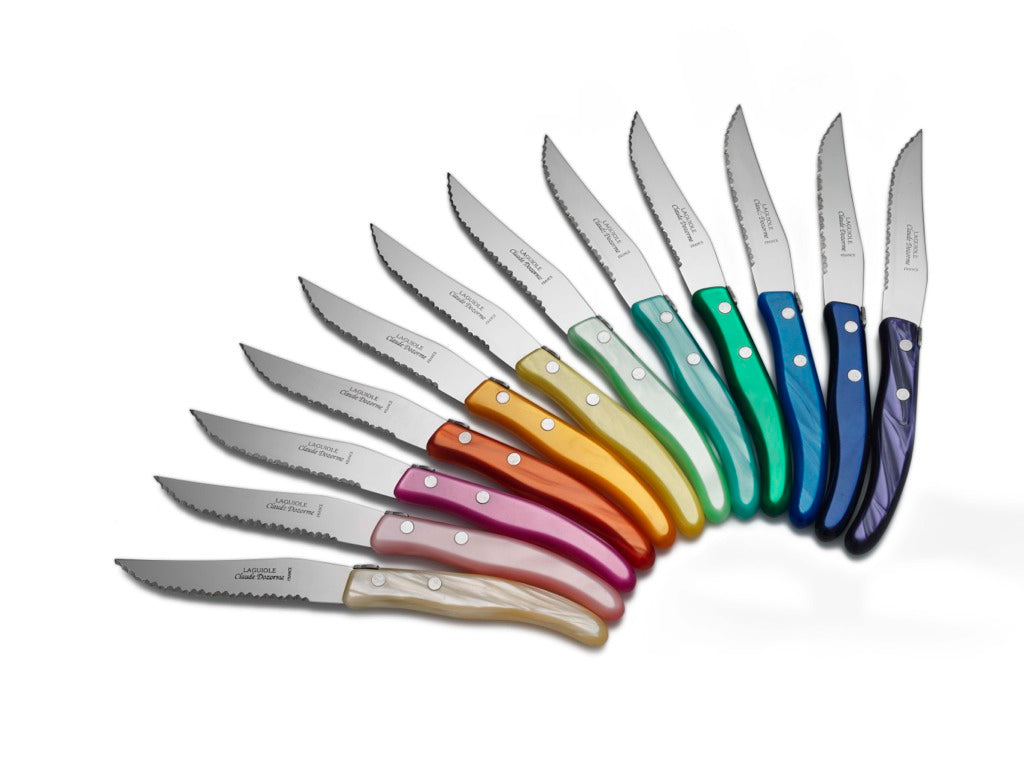 Coffret hêtre berlingot 12 couteaux manche nacrine unie - Claude Dozorme - Couteau de table - - La Guilde Culinaire