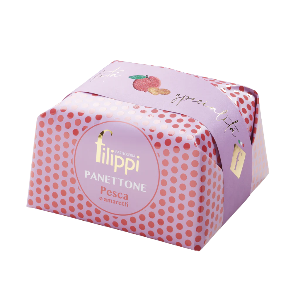 Panettone Pêches et Amaretti 500g - Filippi Pâtisserie - Panettone - - La Guilde Culinaire