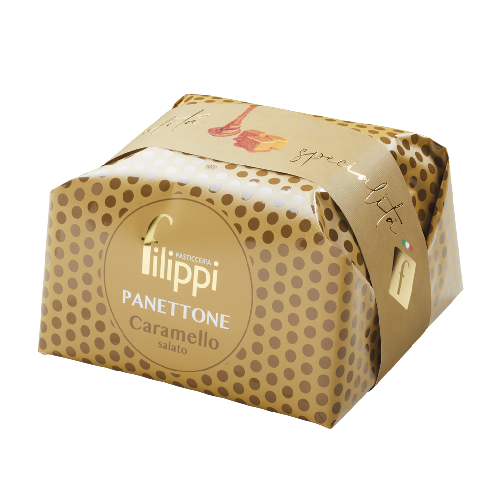 Panettone au caramel salé 500g - Filippi Pâtisserie - Panettone - - La Guilde Culinaire